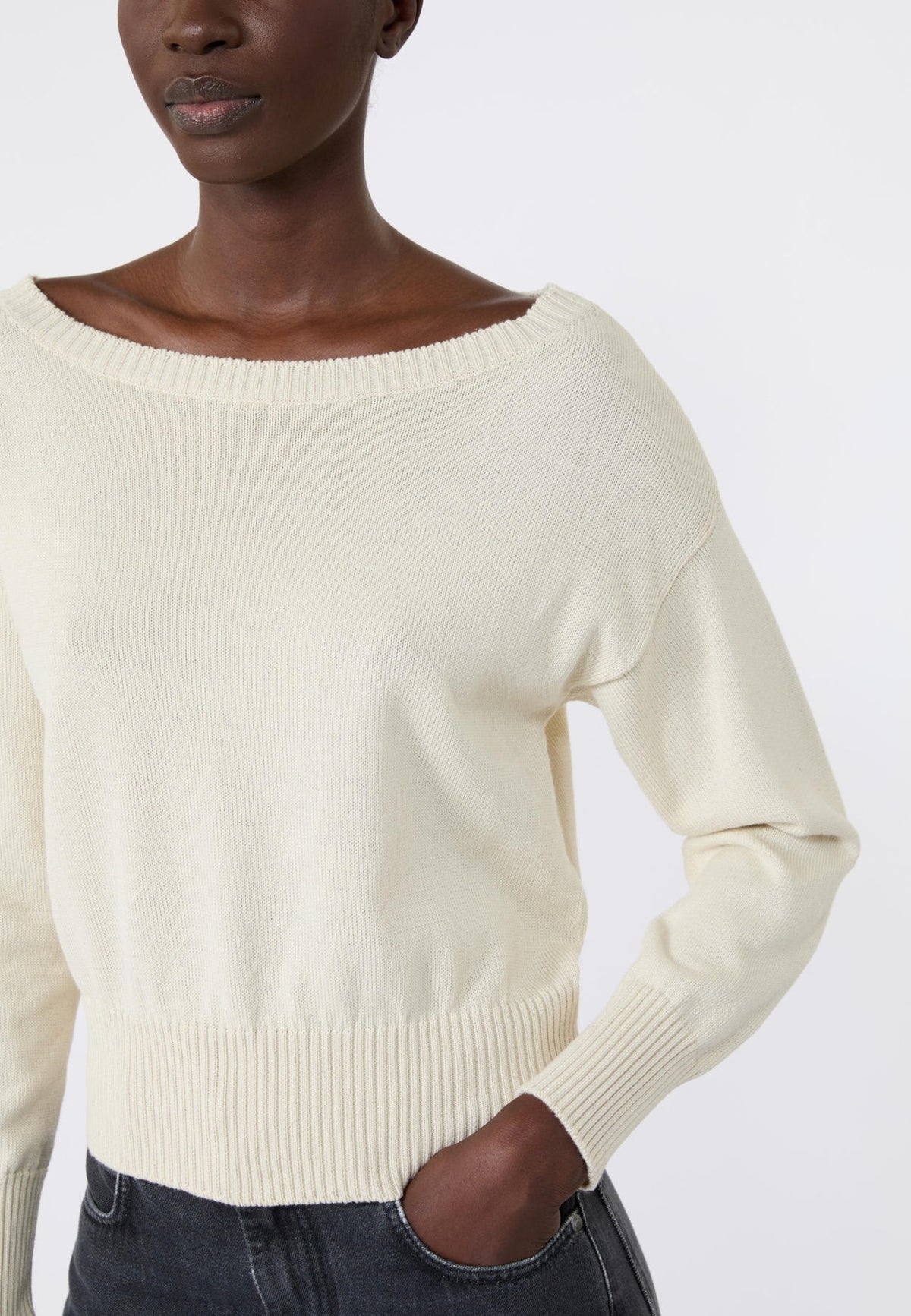 Weekend Max Mara - Maglia in puro cotone con scollo a barchetta