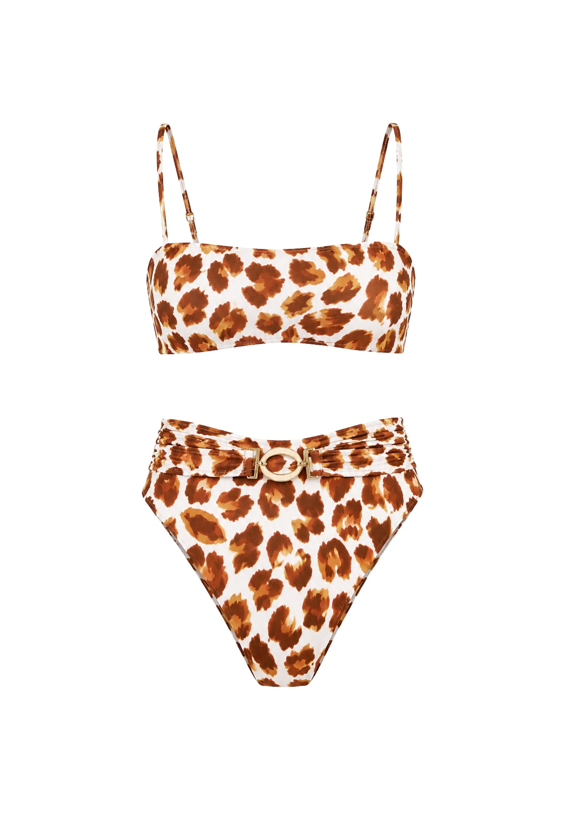 District Margherita Mazzei - Patterned Bandeau Bikini with Coulotte Briefs