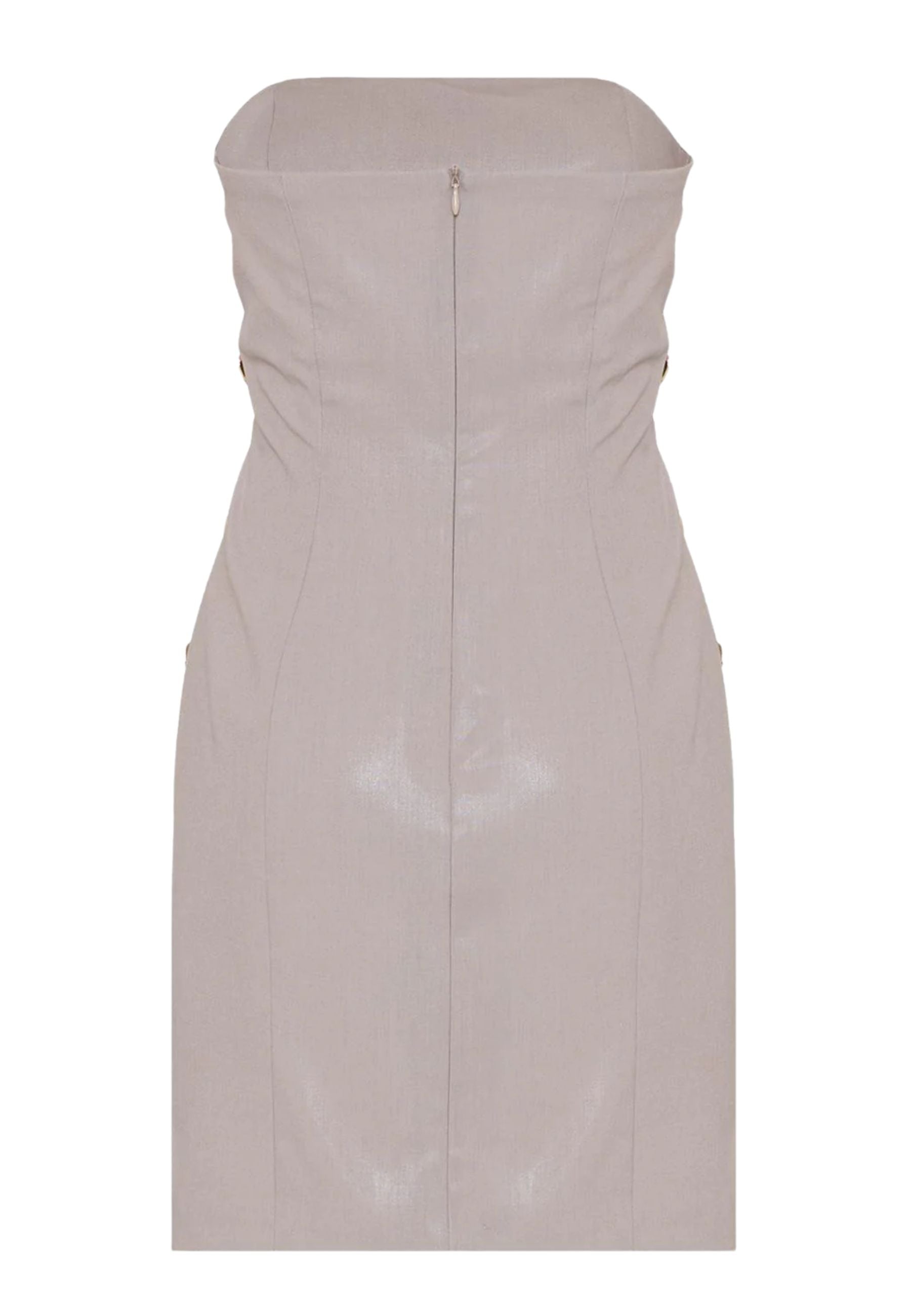 Abito corto bustier in poliviscosa con placcatura trasparente