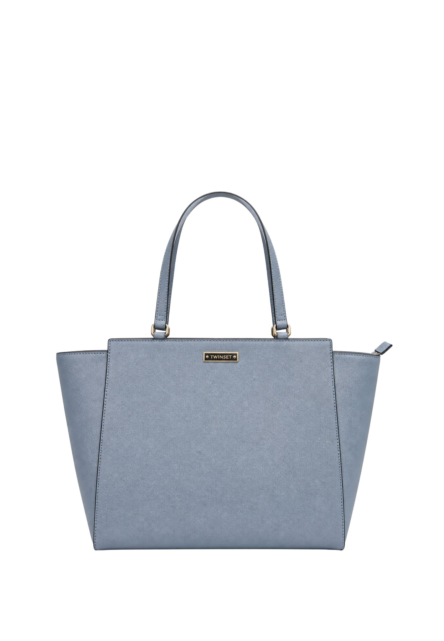 Borsa shopping con logo inciso