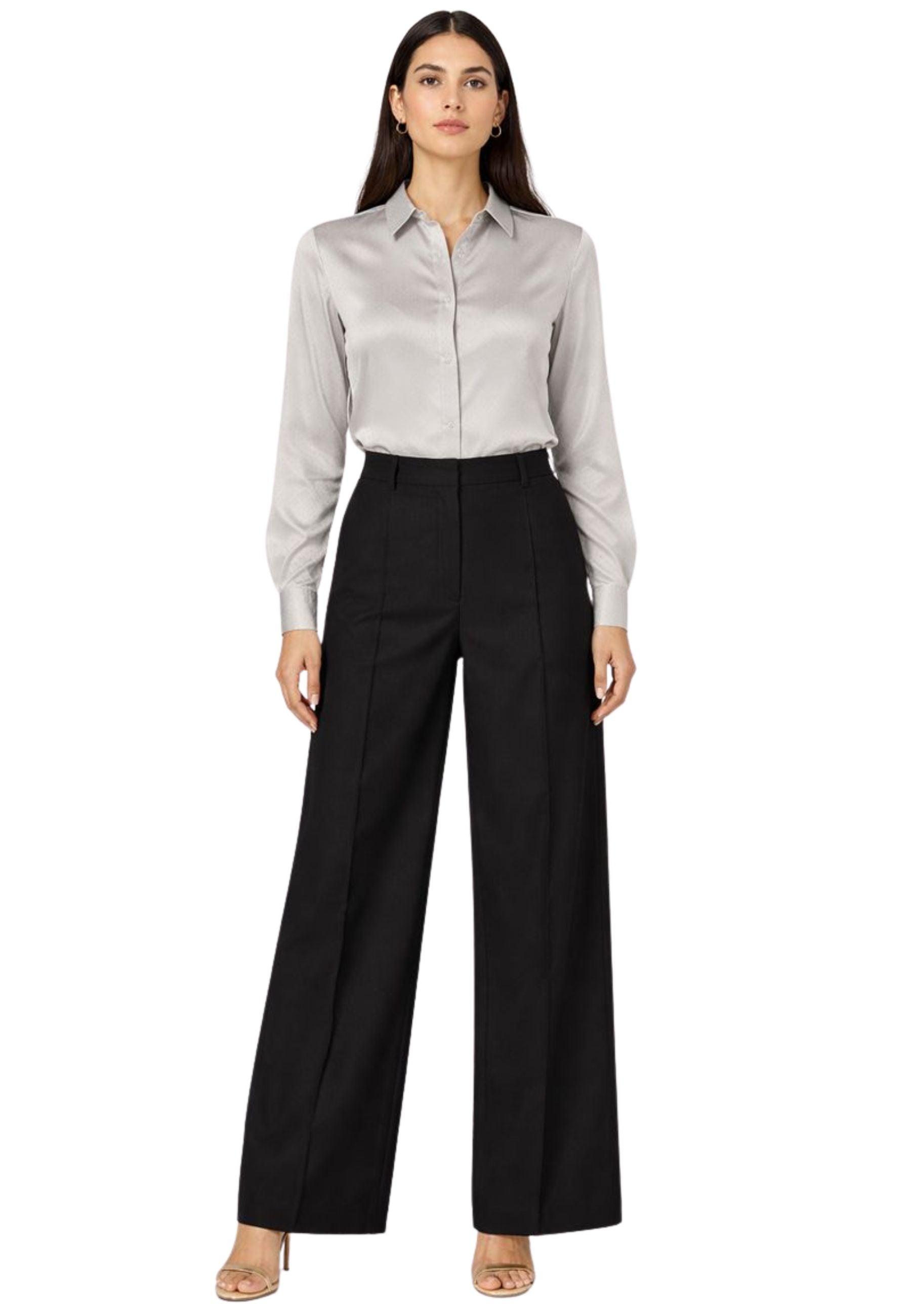ACTUALEE - Camicia donna in seta con maniche lunghe