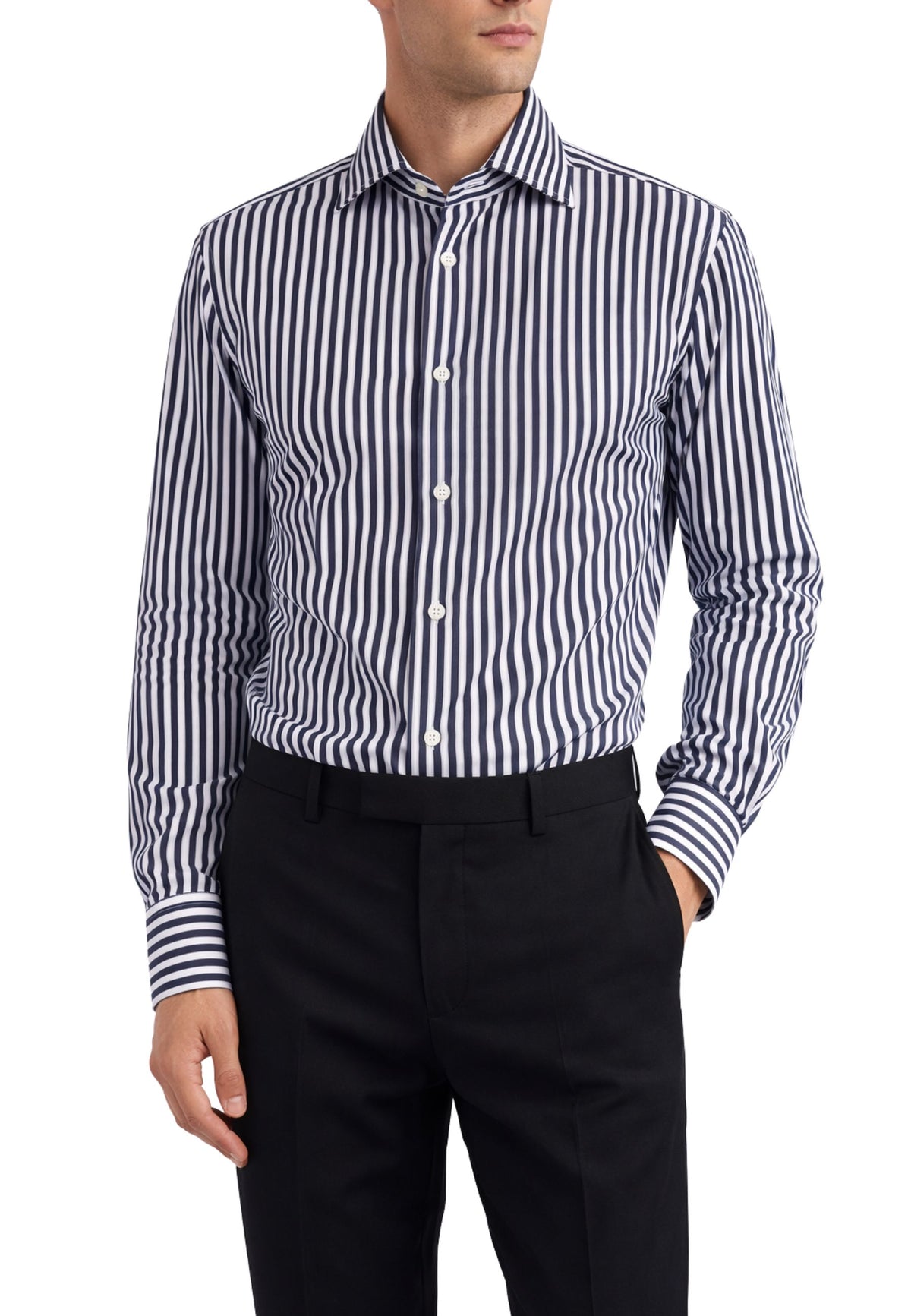 Alessandro Gherardi - Camicia a righe in tessuto tecnico stretch