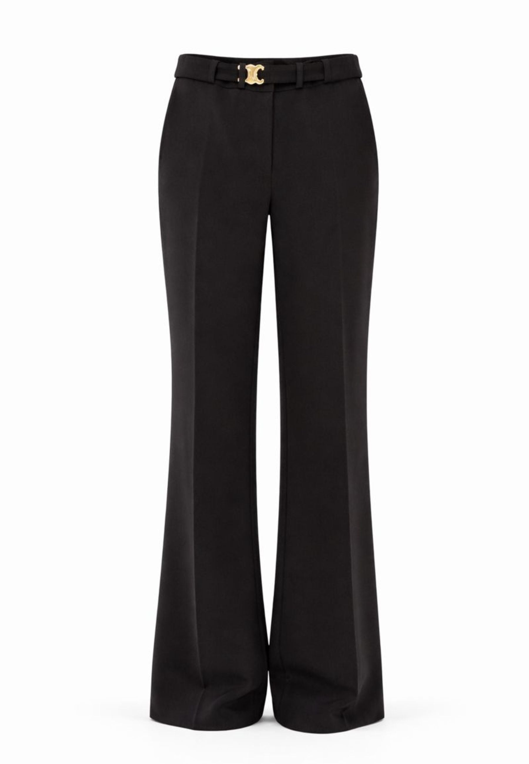 Pantalone nero a gamba dritta con cintura logata