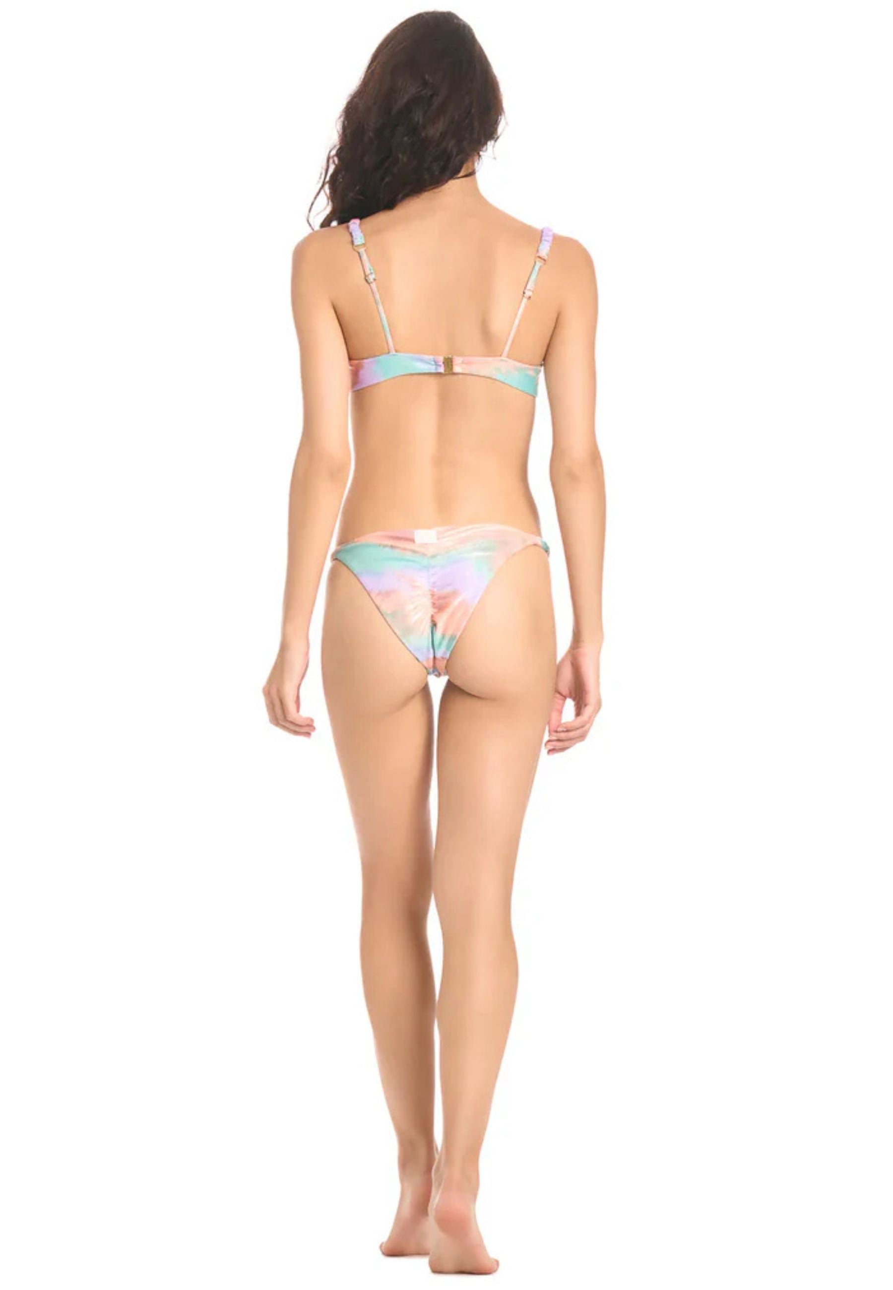 Bikini con ferretto in microfibra stampa watercolor brinata