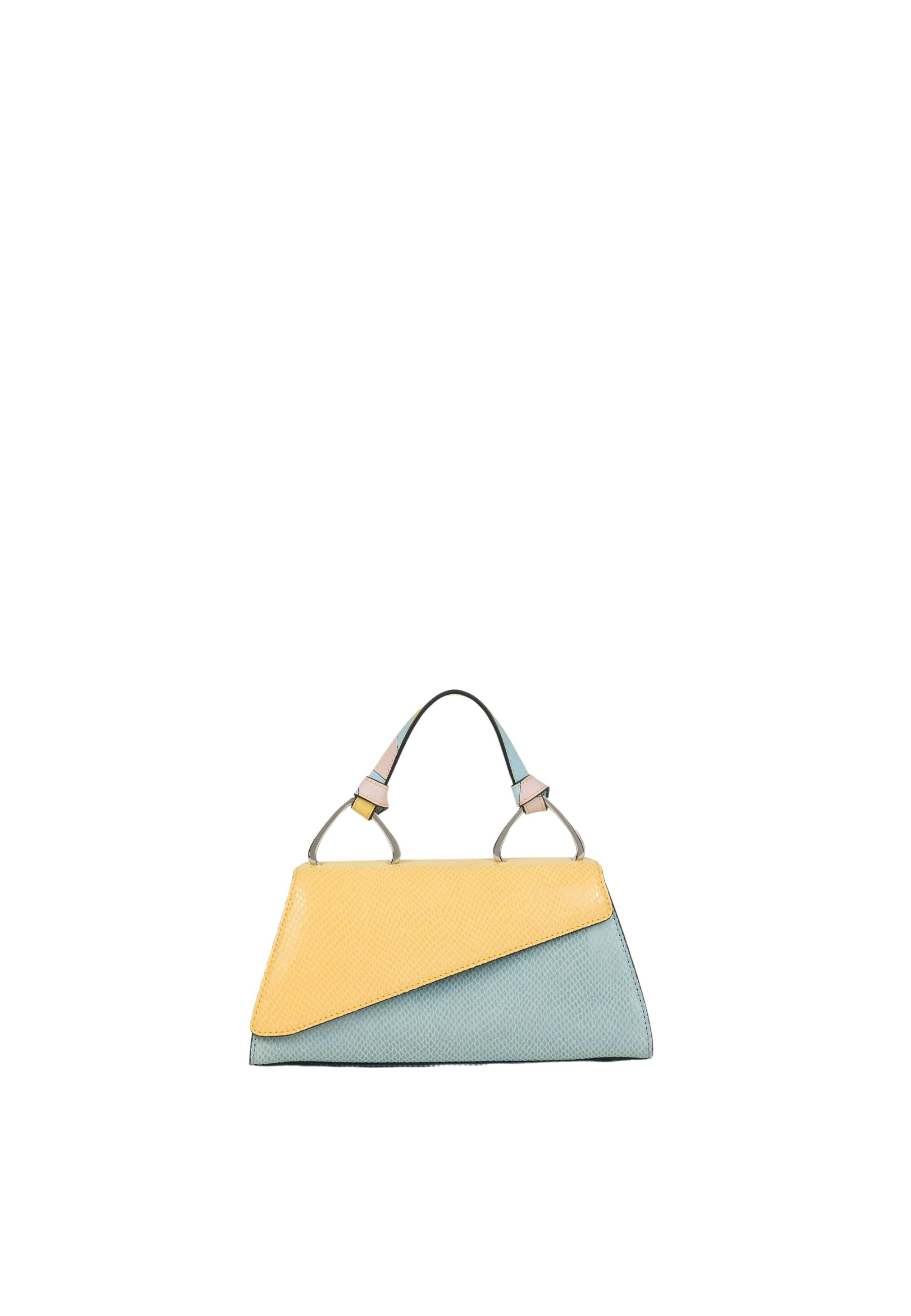 Borsa a mano PETIT IBISCO in vitello stampa pitone color block
