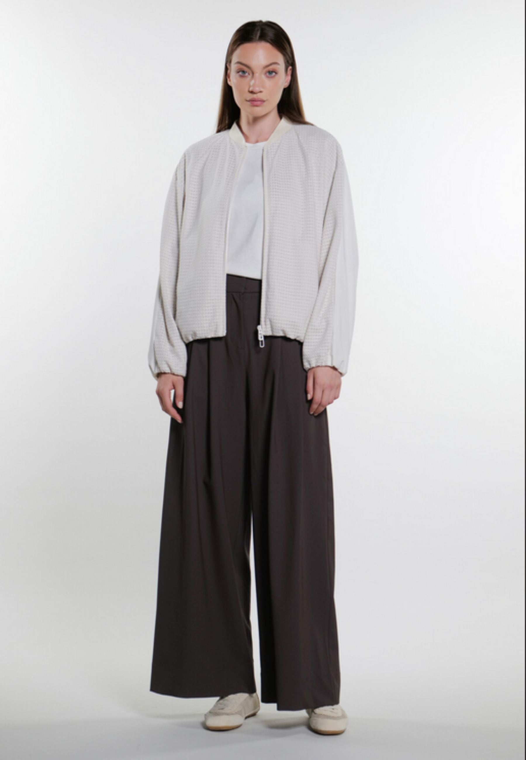 Giacca corta oversize in rete tecnica bi-stretch - DUNO
