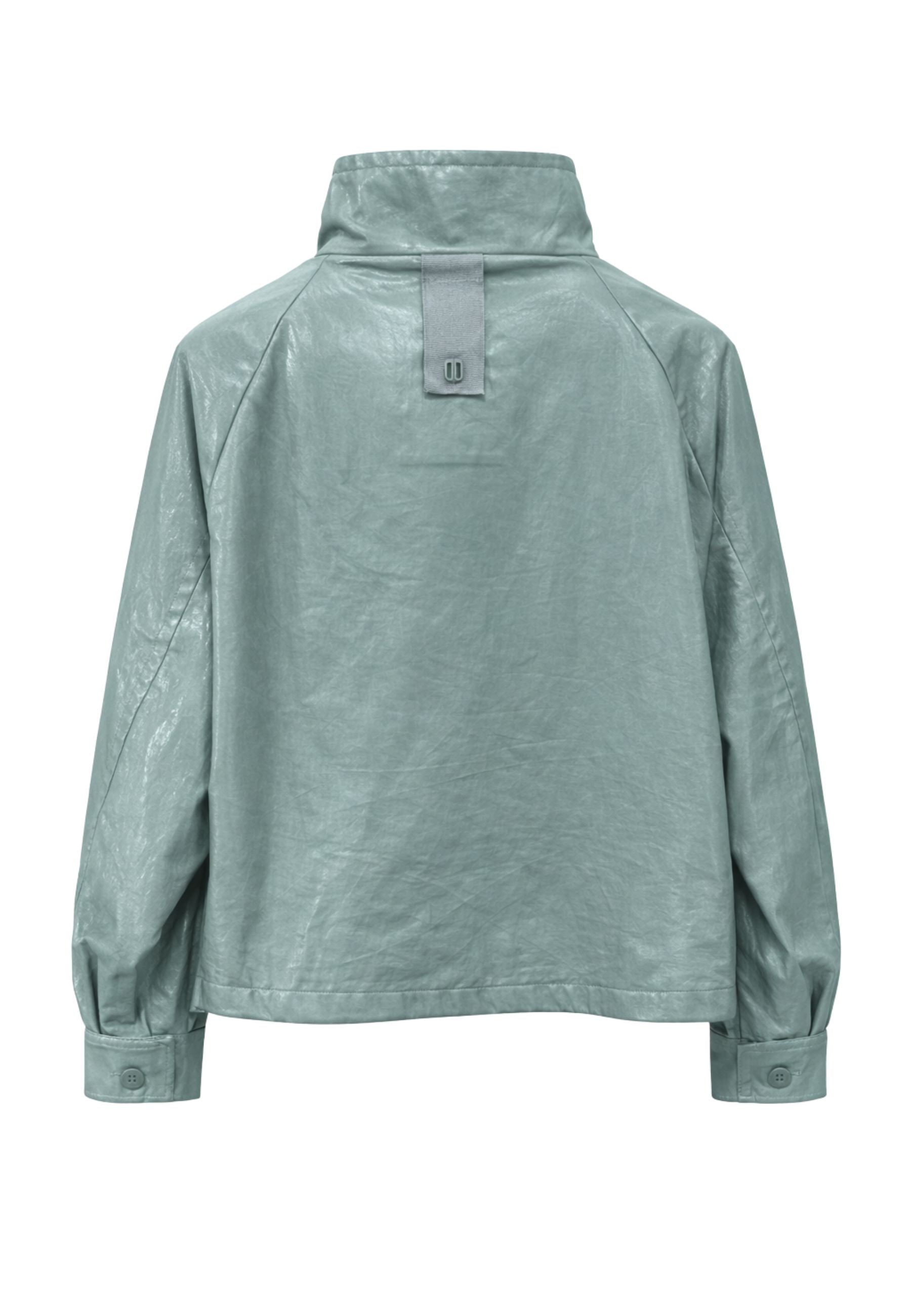 Giubbino donna over in tessuto spalmato con gilet interno estraibile - Verde salvia
