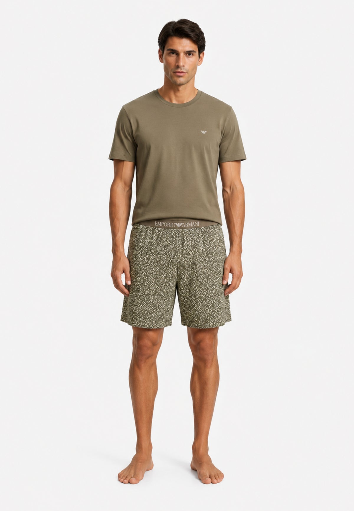Emporio Armani - Pigiama Uomo con Bermuda in Jersey Pattern Mix