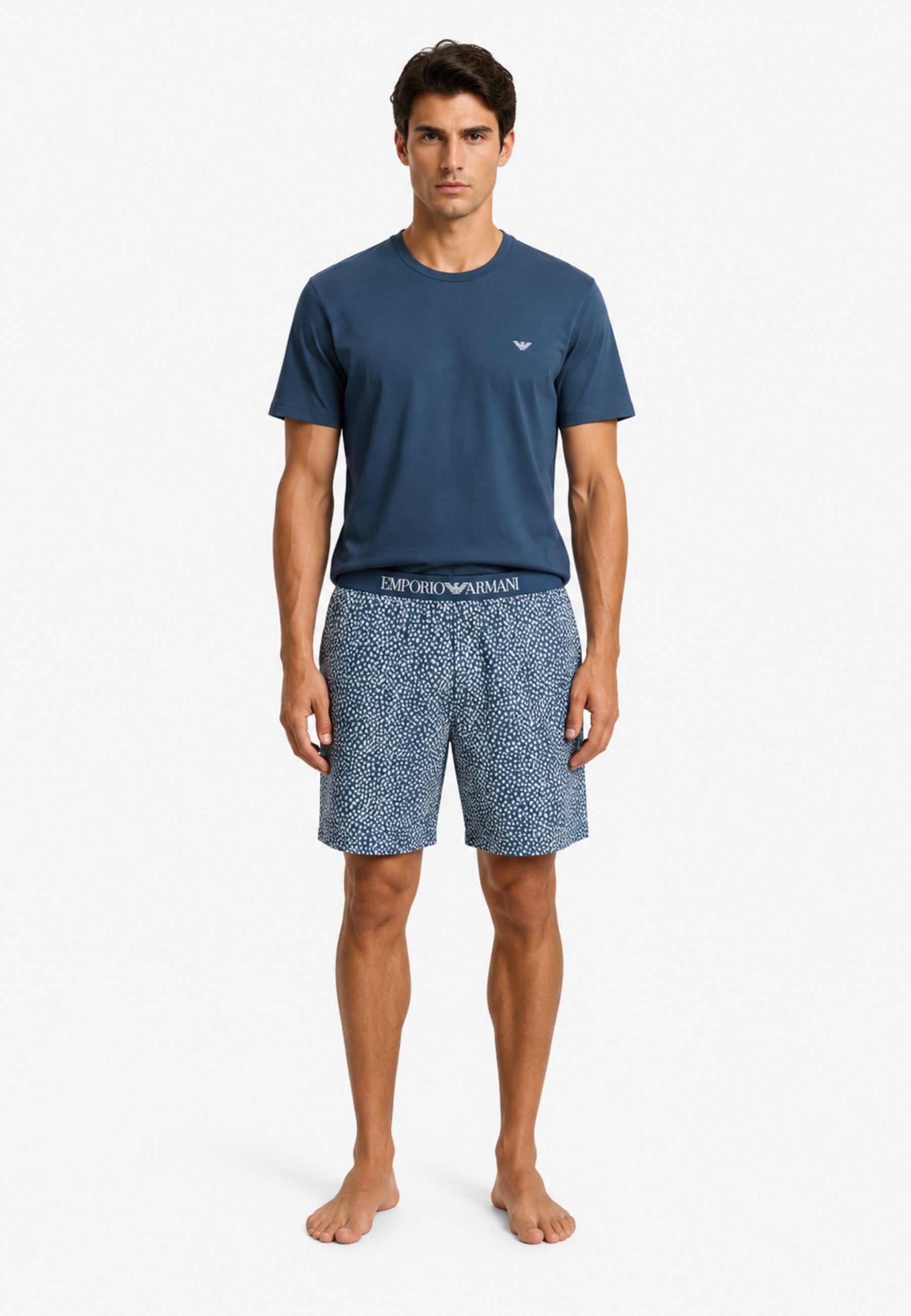 Emporio Armani - Pigiama Uomo con Bermuda in Jersey Stampa Pattern Mix