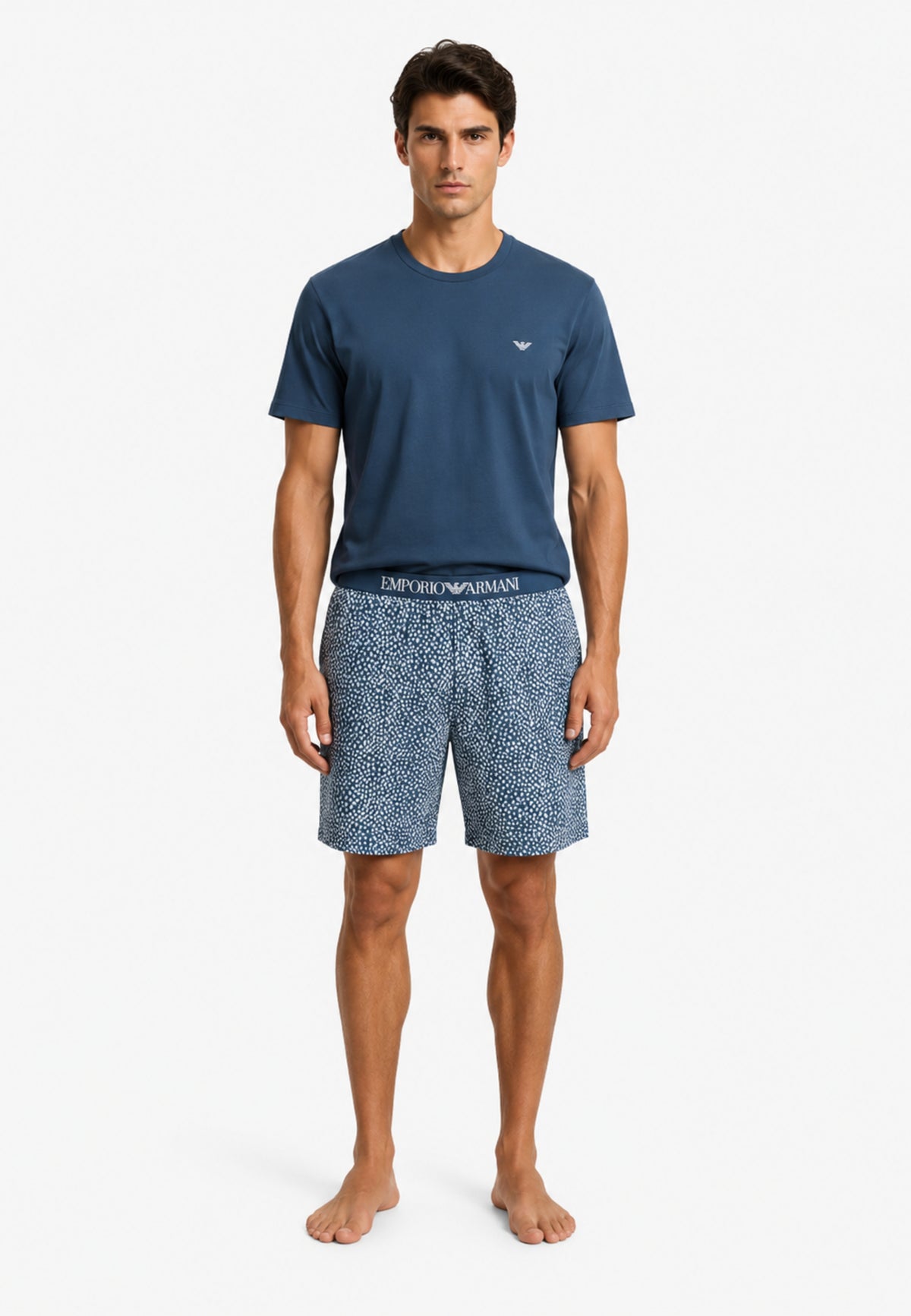 Emporio Armani - Pigiama Uomo con Bermuda in Jersey Stampa Pattern Mix