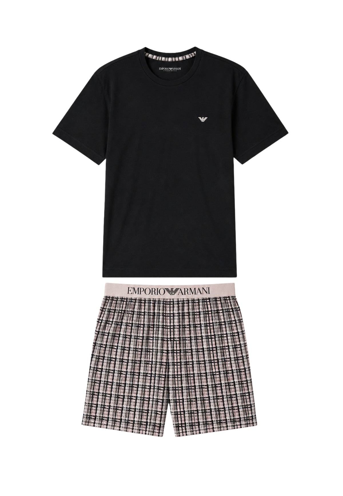 Emporio Armani Pigiama Uomo con Bermuda in Jersey Pattern Mix