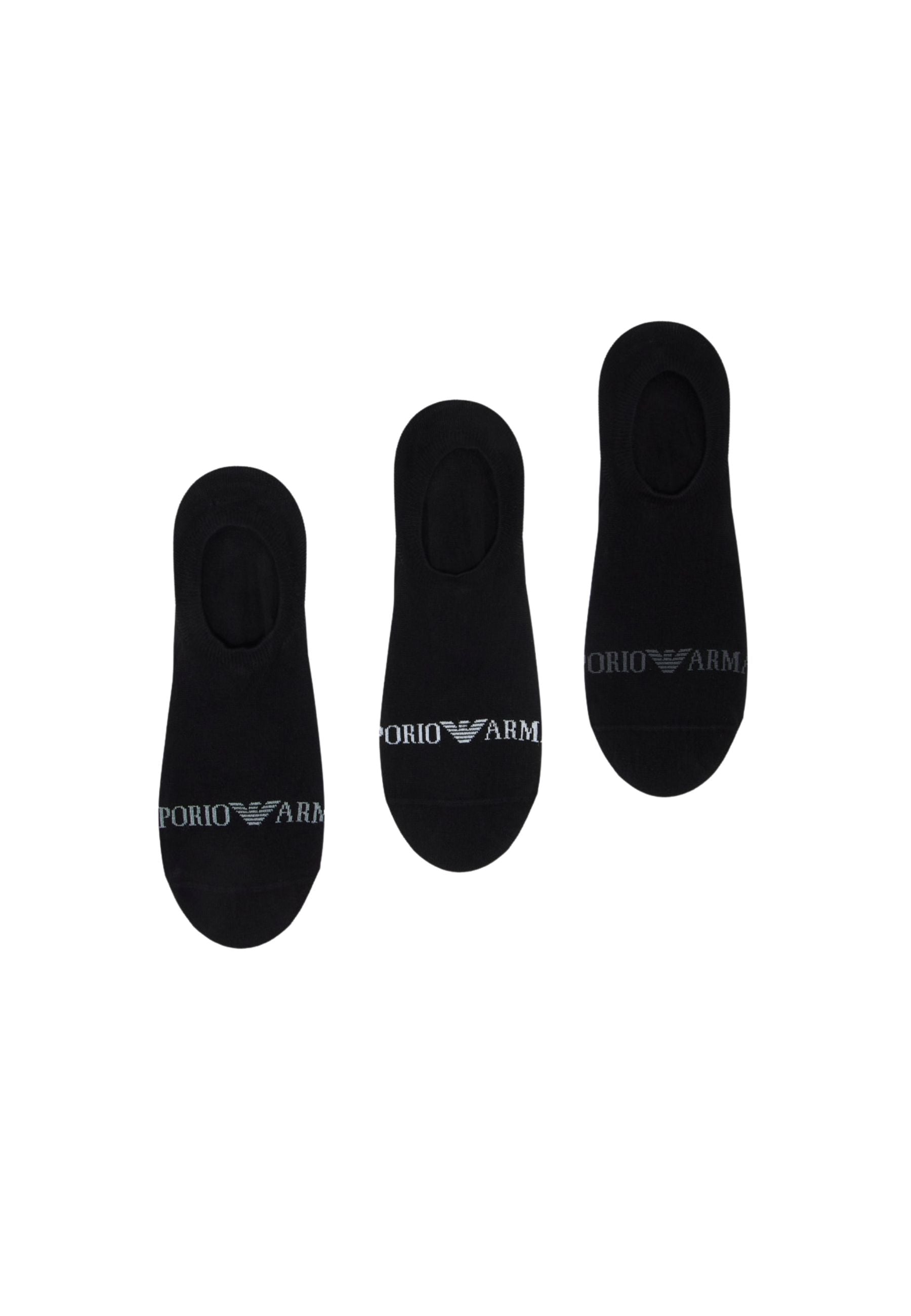 Emporio Armani Calzini Fantasmini Uomo 3 Paia in Cotone Stretch - Neri