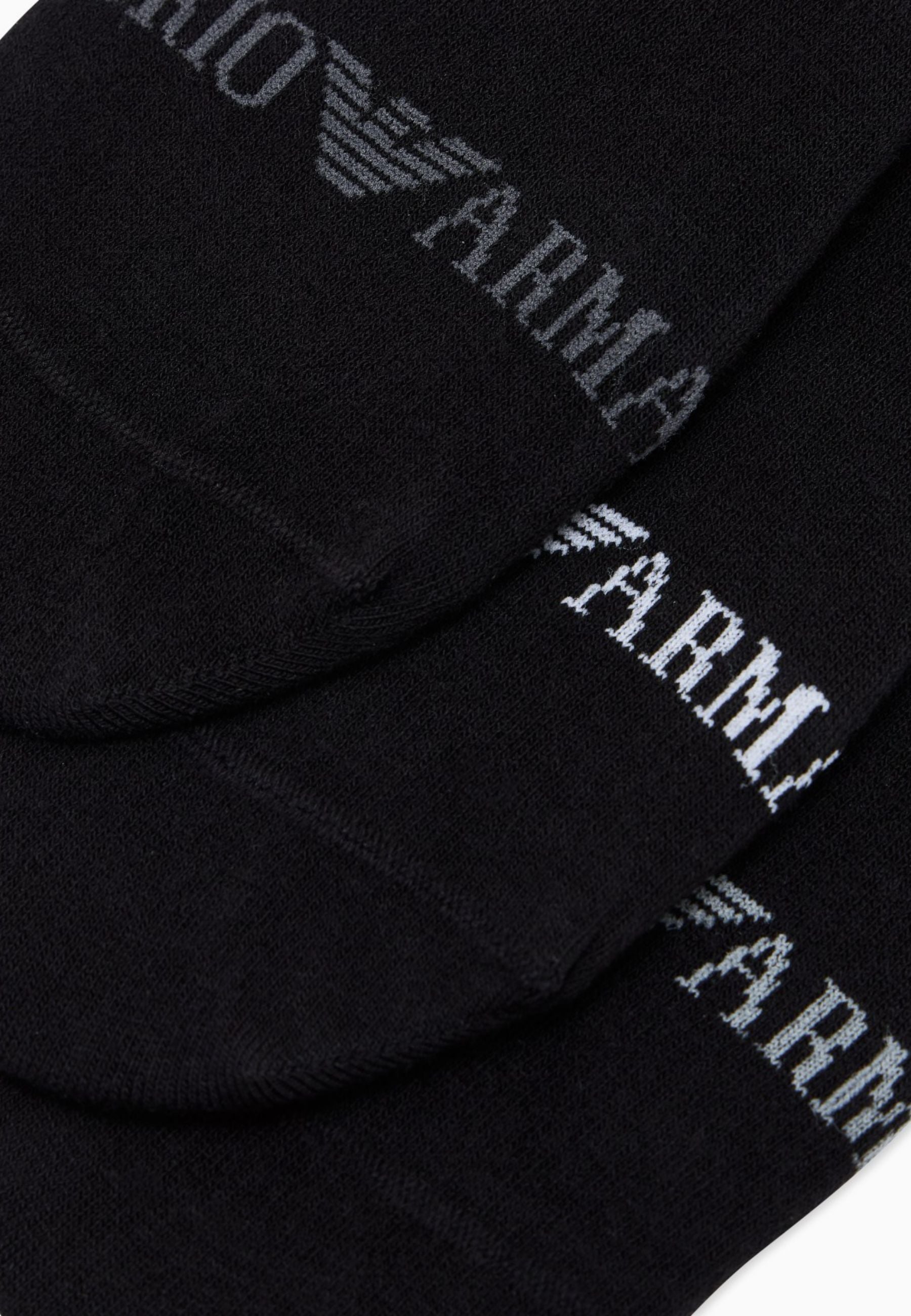 Emporio Armani Calzini Fantasmini Uomo 3 Paia in Cotone Stretch - Neri