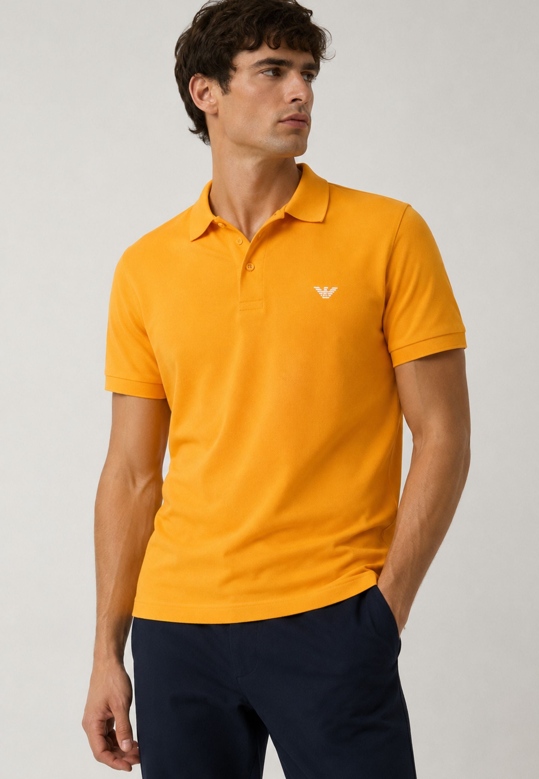 Emporio Armani Polo Uomo in Piqué di Cotone - Arancione