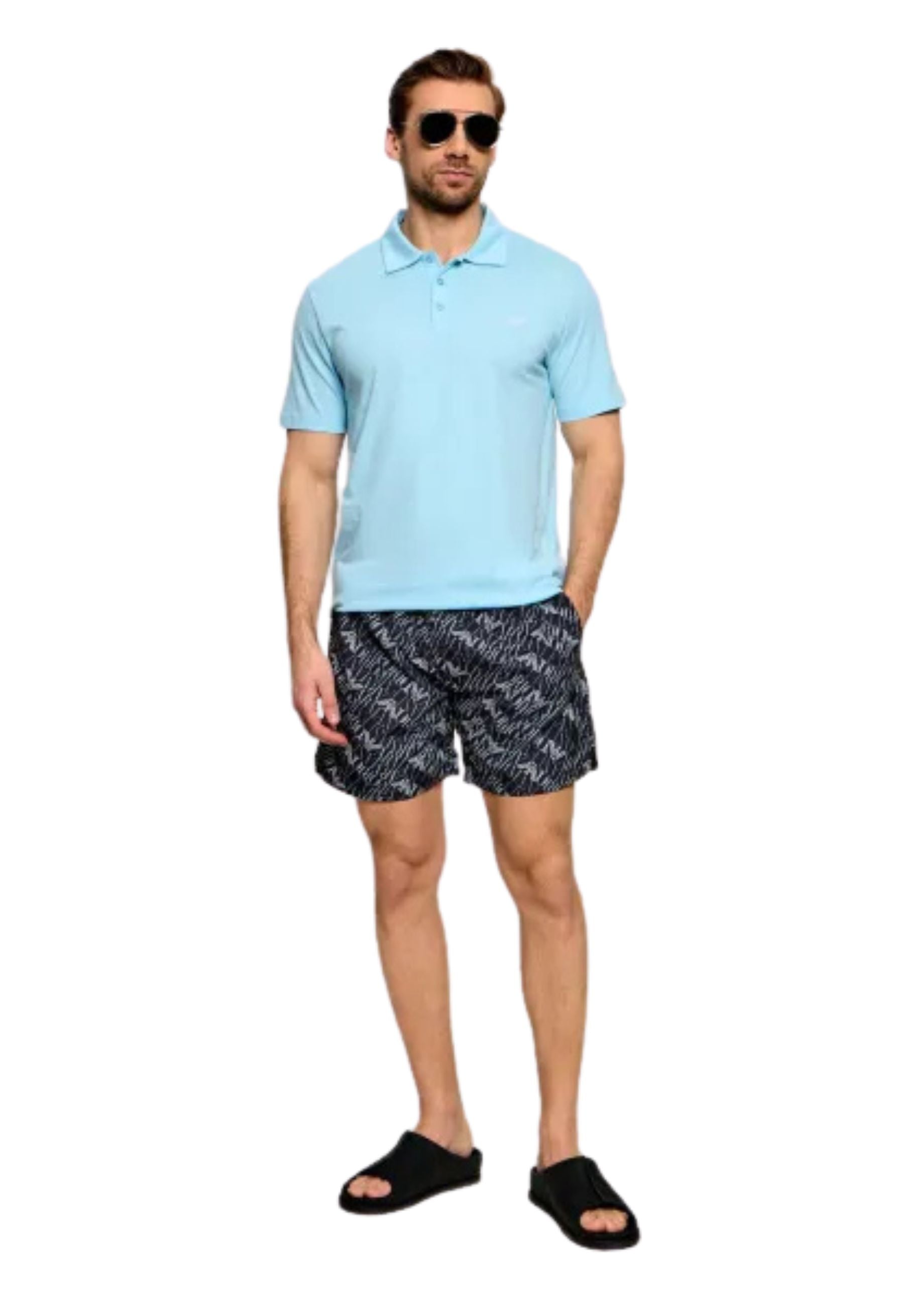 Emporio Armani Polo Uomo in Piqué di Cotone - Azzurro