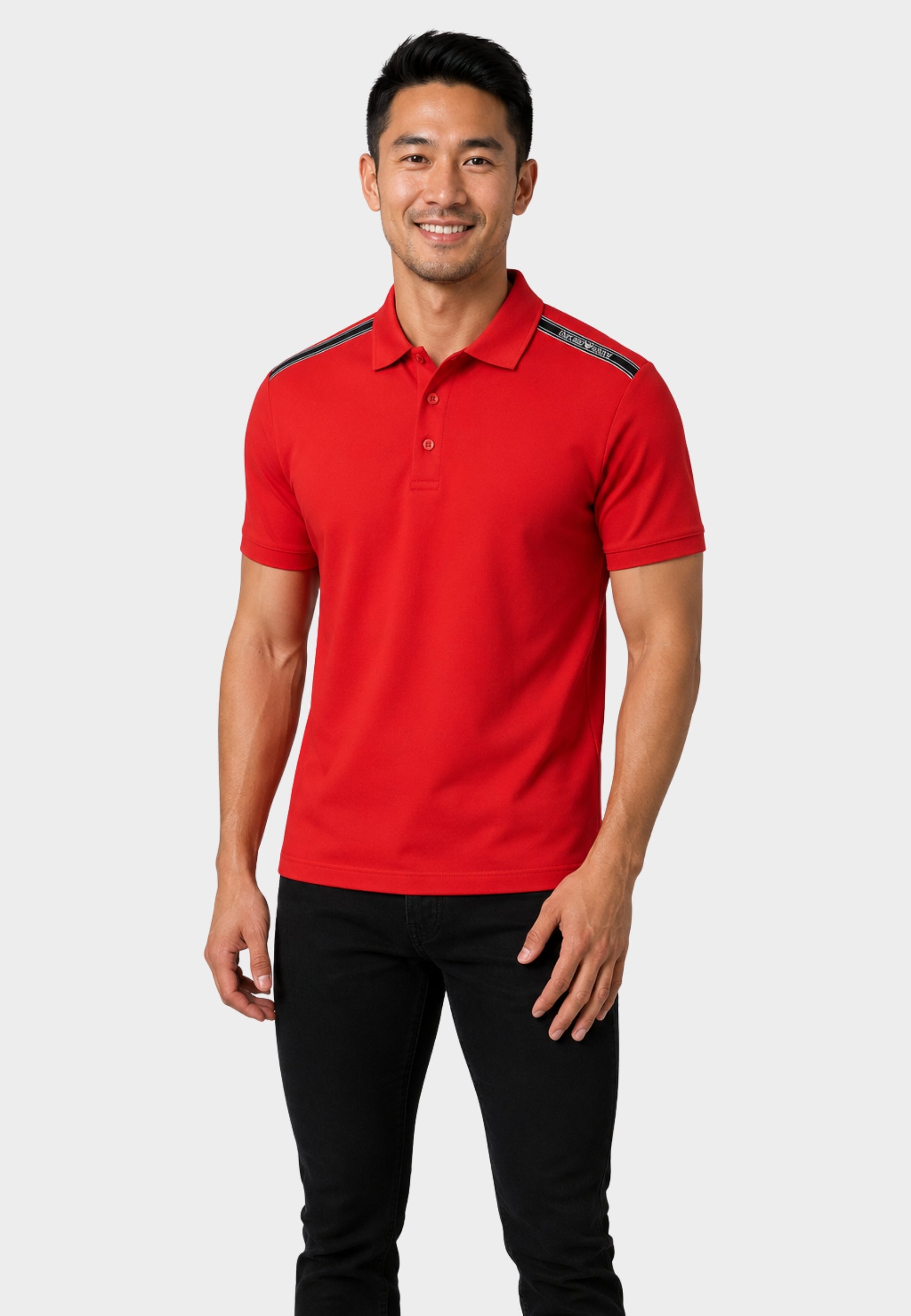 Emporio Armani Polo Uomo con Logotape sulle Spalle - Rossa