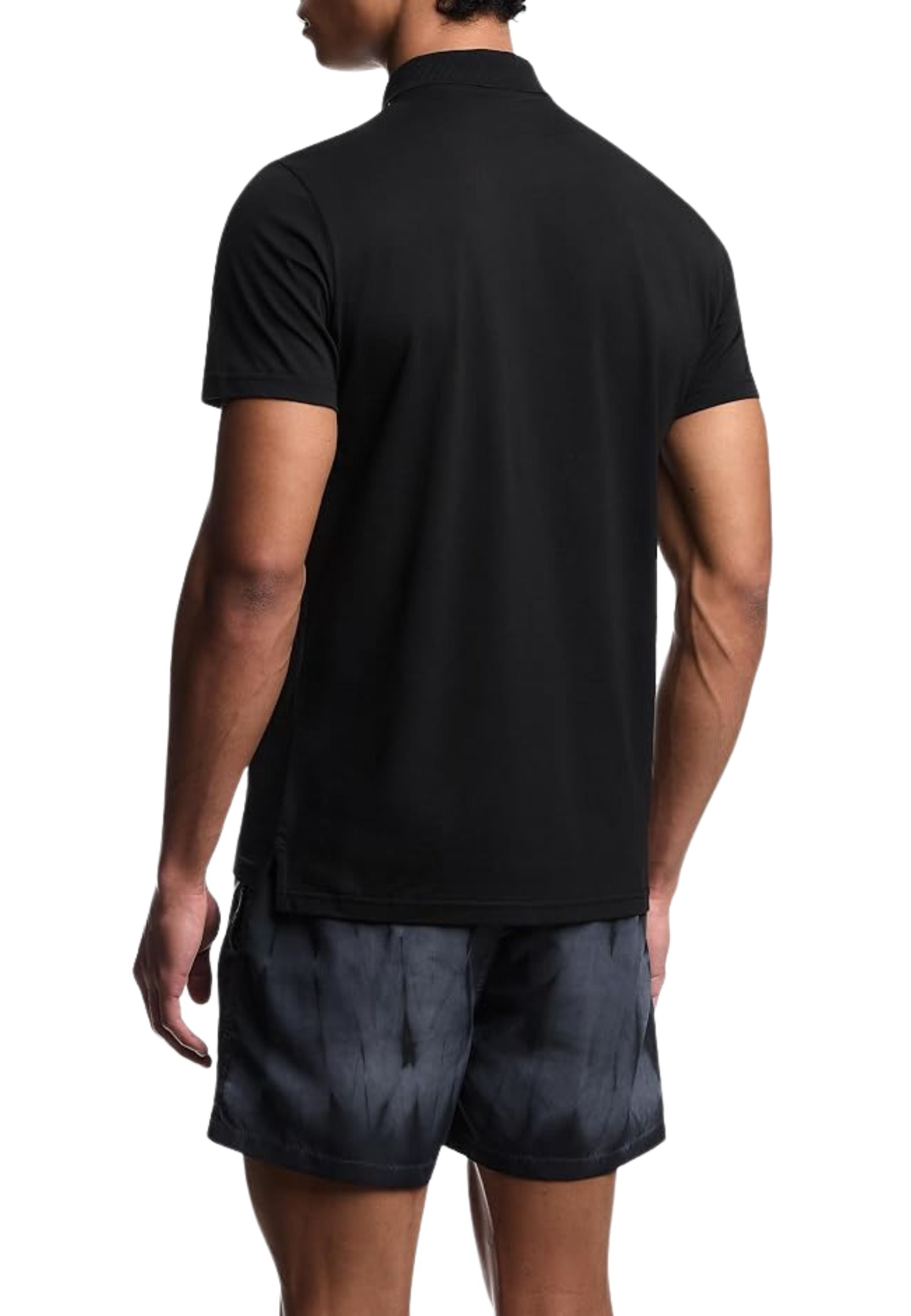 Emporio Armani Polo Uomo con Logotape sulle Spalle - Nera