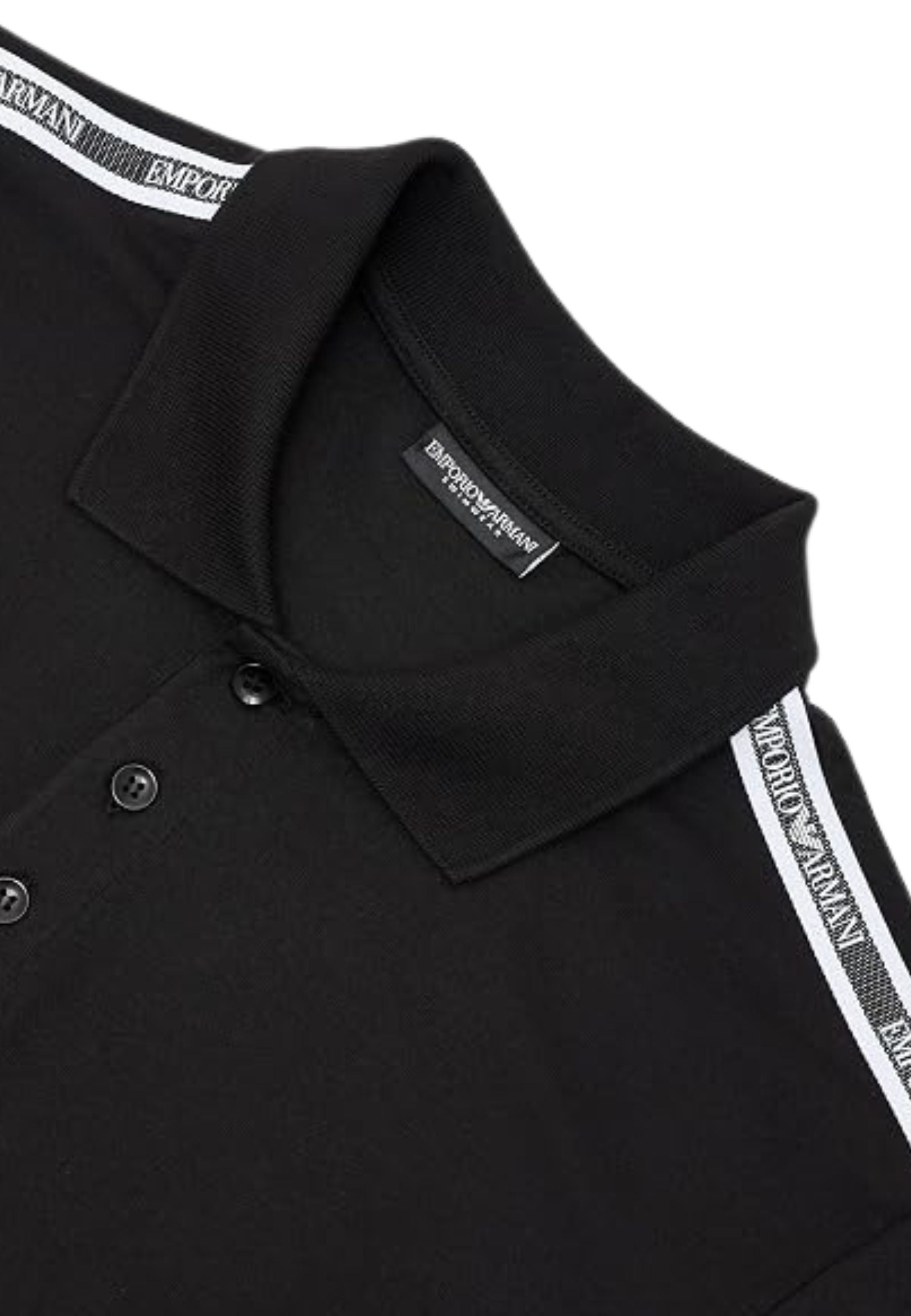 Emporio Armani Polo Uomo con Logotape sulle Spalle - Nera