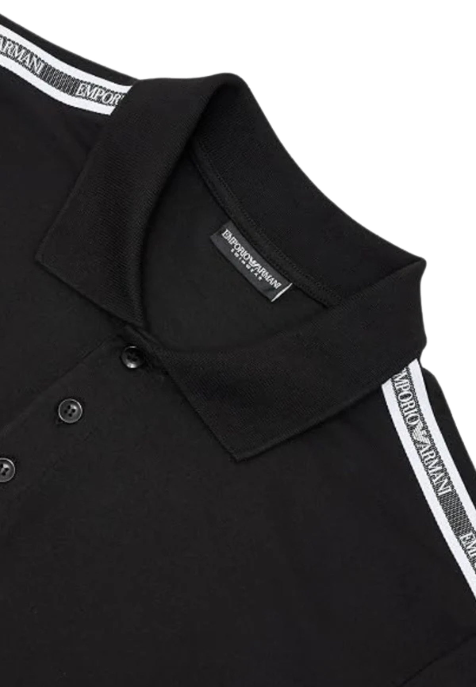 Emporio Armani Polo Uomo con Logotape sulle Spalle - Nera
