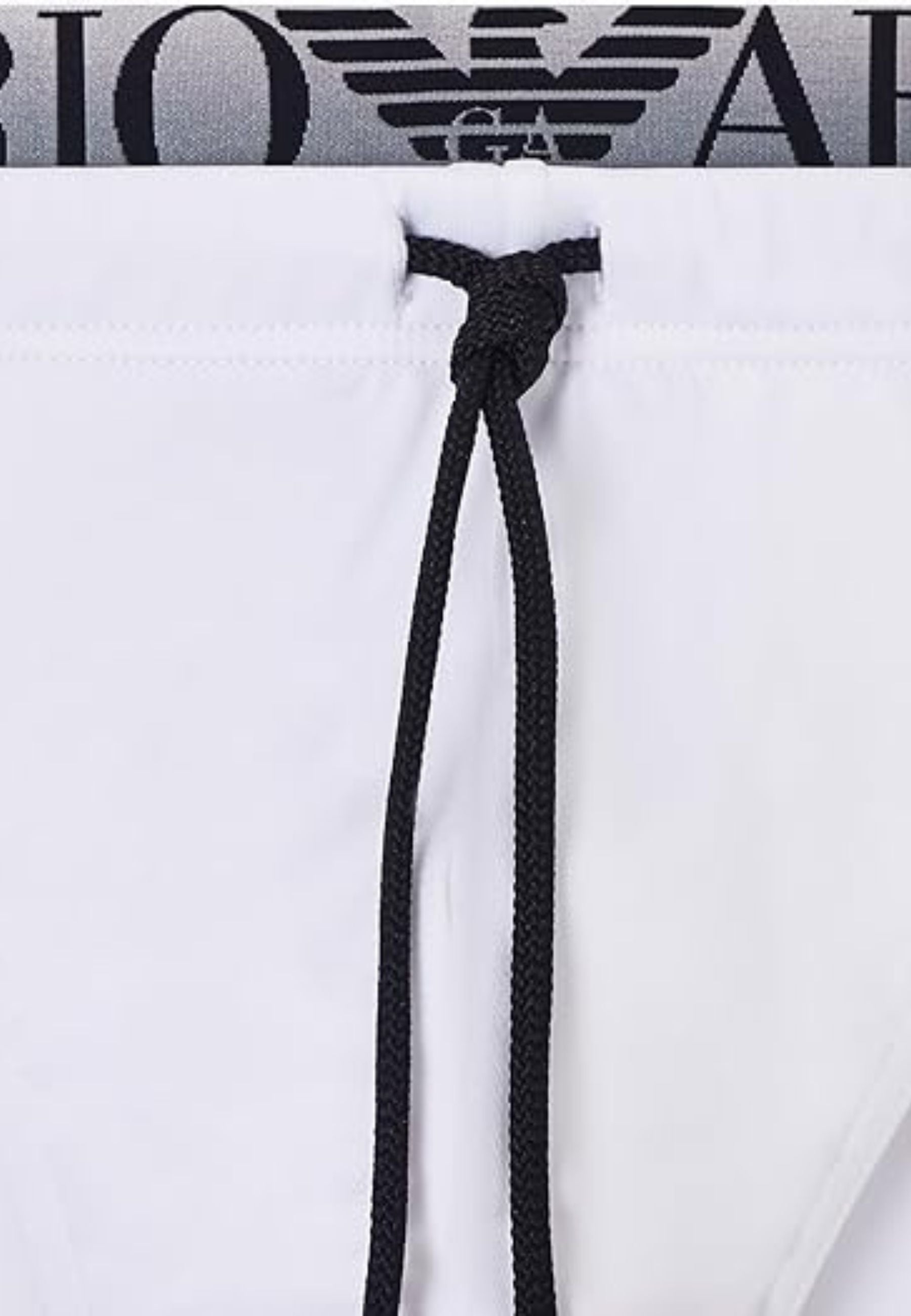 Emporio Armani - Slip mare bianco con coulisse e logo jacquard
