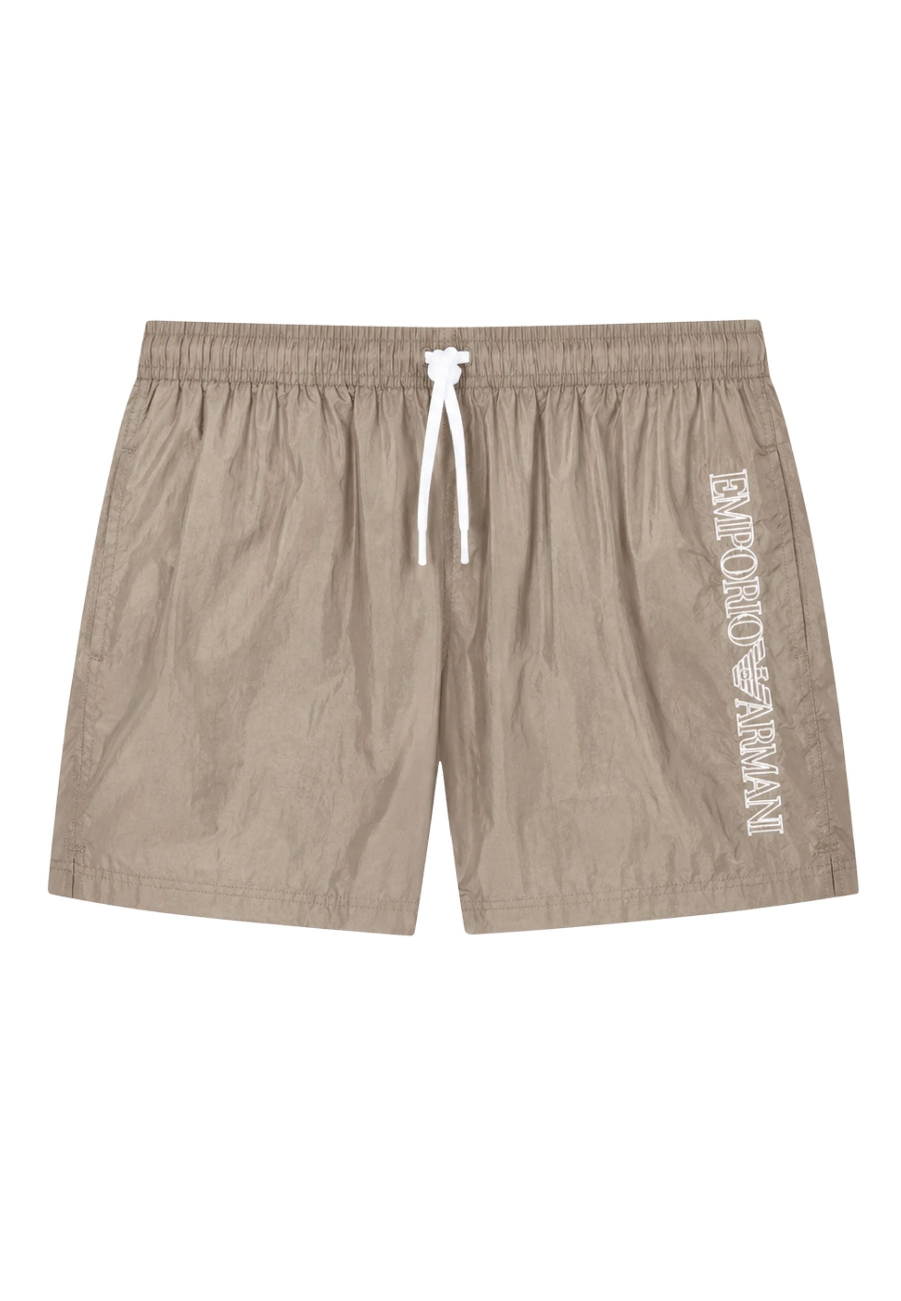 Emporio Armani Costume da Bagno Uomo Shorts con Ricamo Logo - Beige