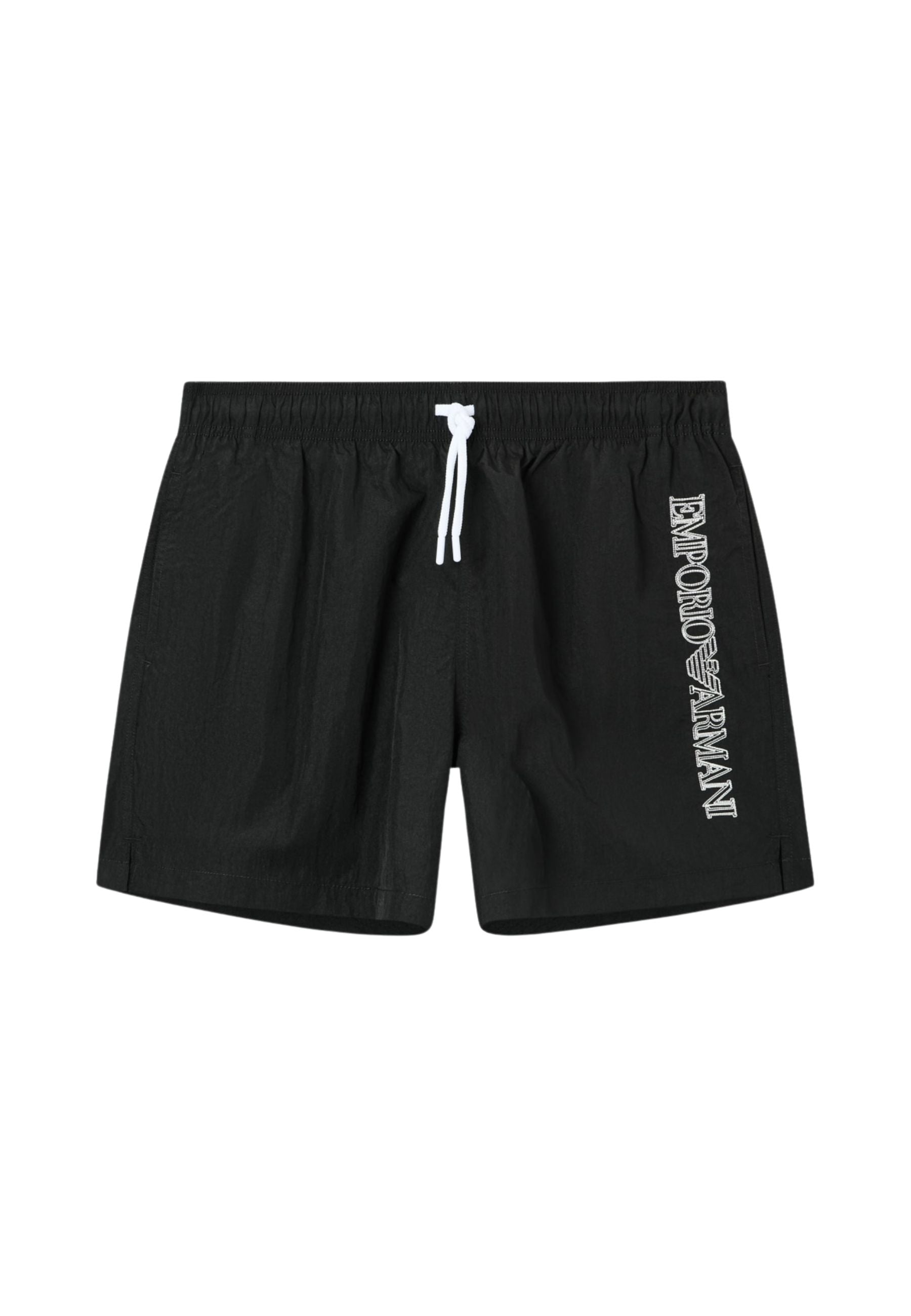 Emporio Armani Costume da Bagno Uomo Shorts con Ricamo Logo - Nero