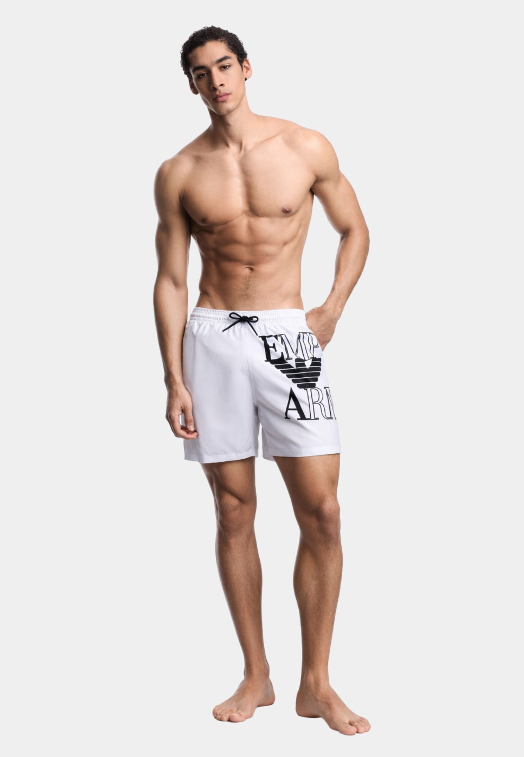 Costume da bagno con logo oversize e coulisse