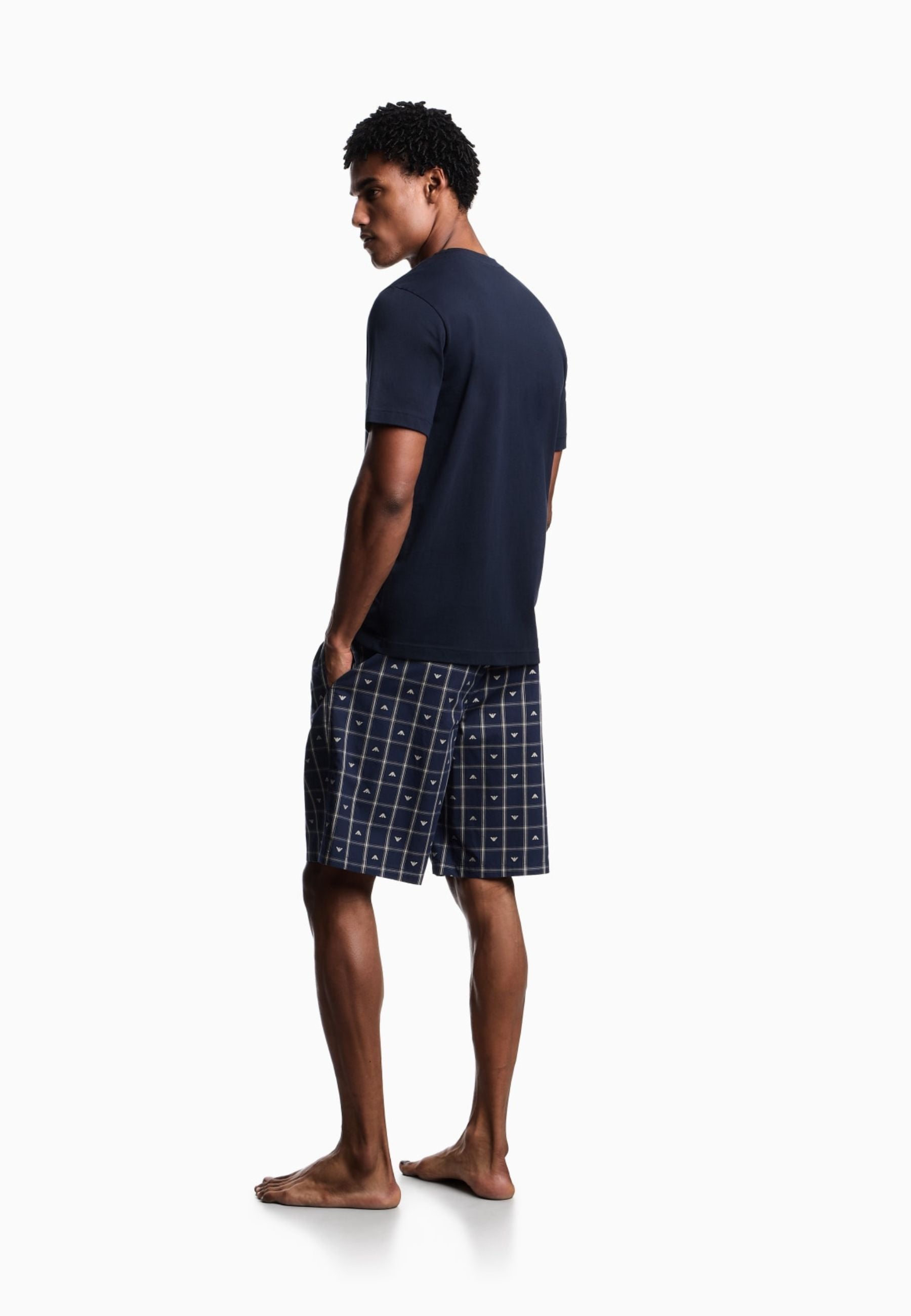 Emporio Armani - Pigiama con bermuda logo jacquard
