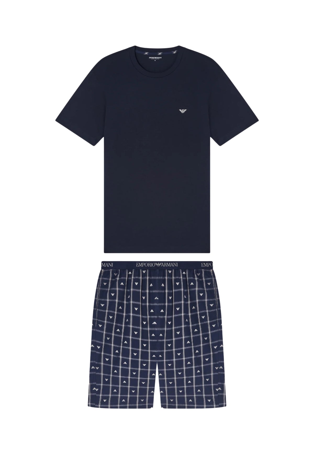 Emporio Armani - Pigiama con bermuda logo jacquard