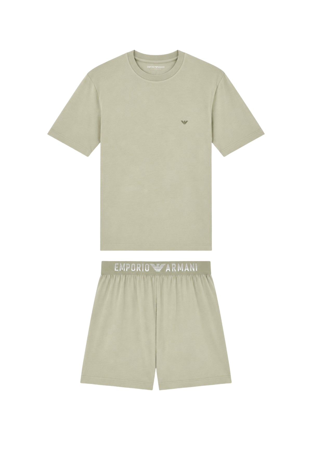 Emporio Armani Pigiama Uomo in Modal Soft con Bermuda - Verde Salvia