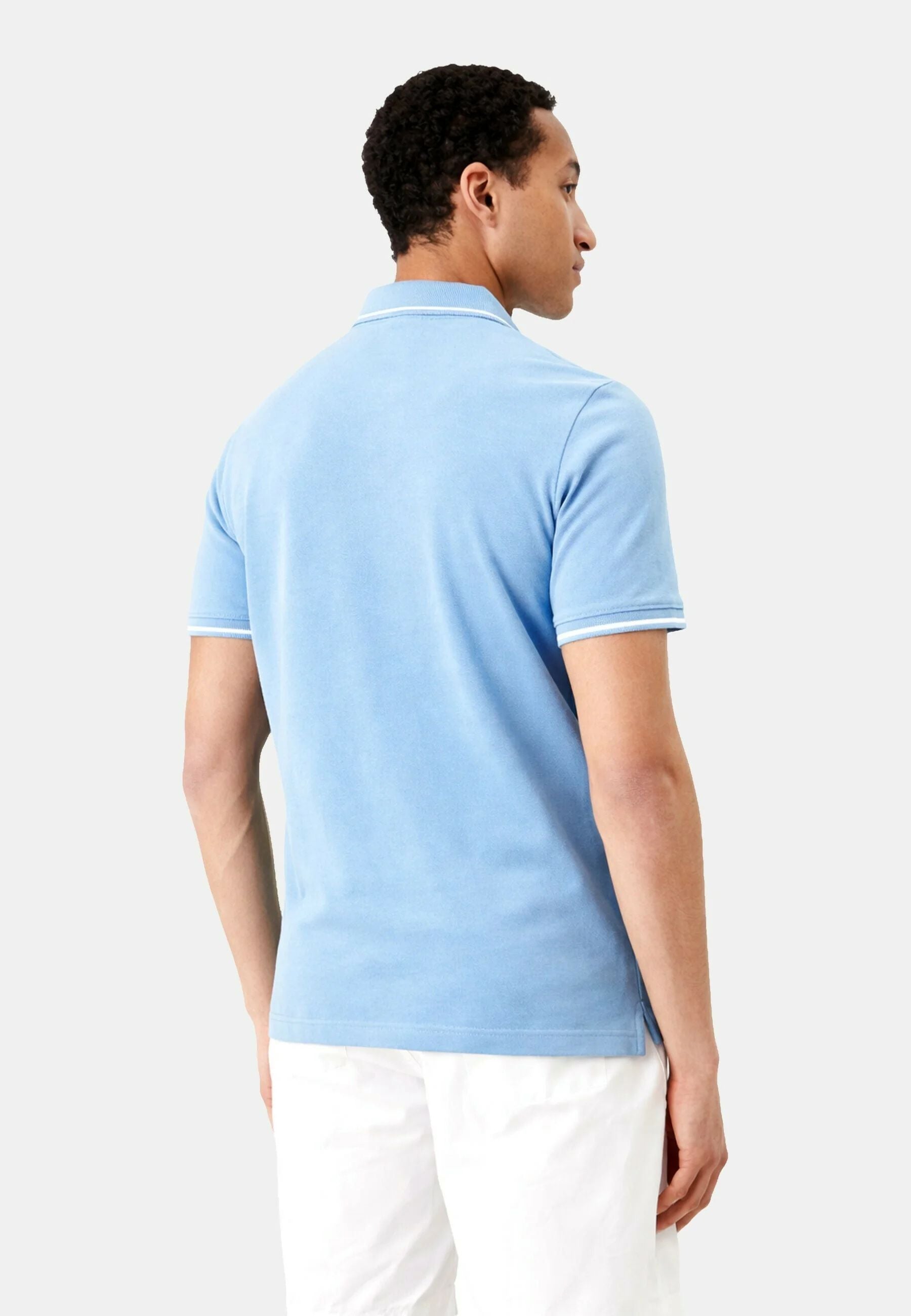 Emporio Armani Polo Uomo in Piqué di Cotone con Profili a Contrasto - Azzurro
