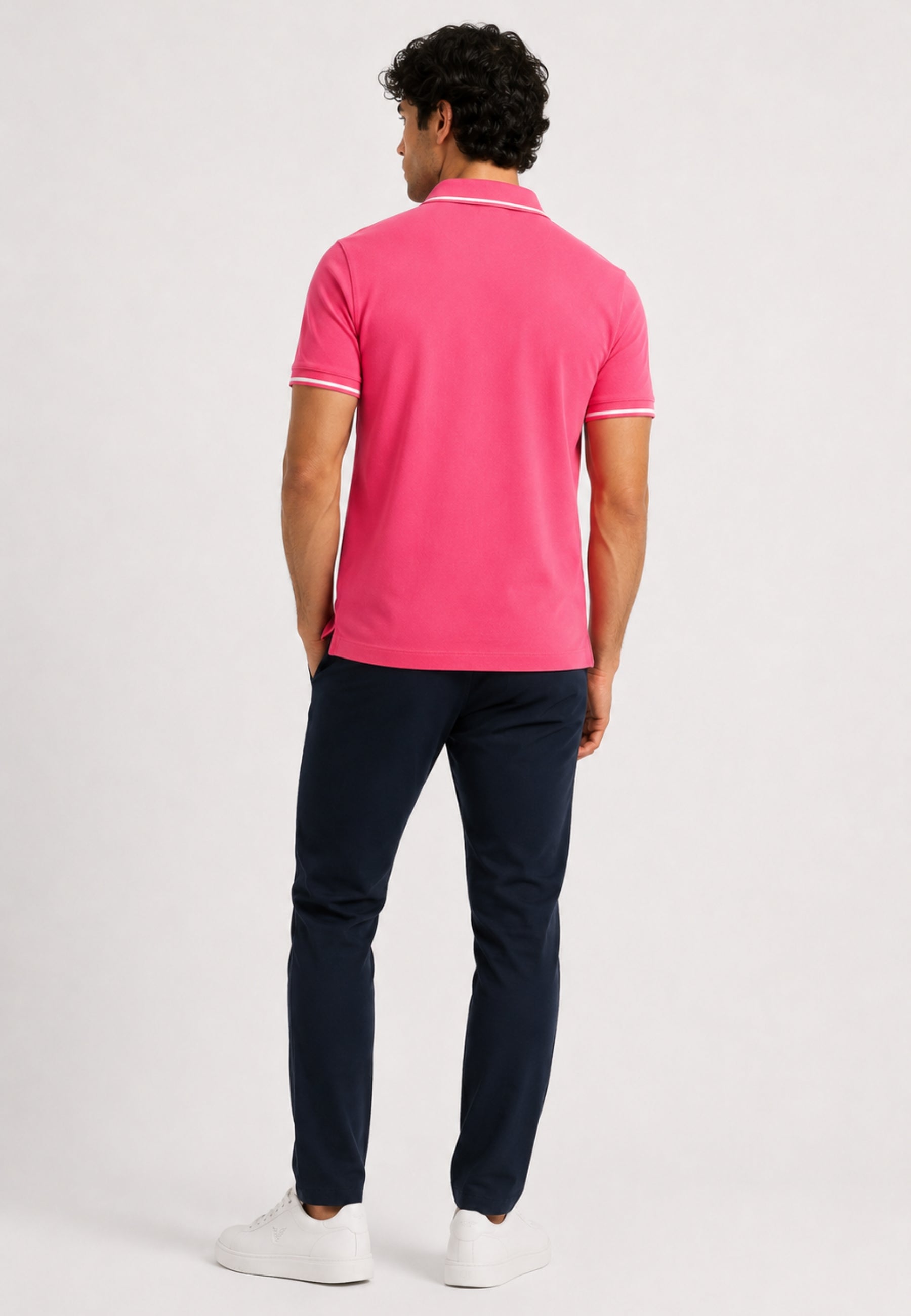 Emporio Armani Polo Uomo in Piqué di Cotone con Profili a Contrasto - Rosa