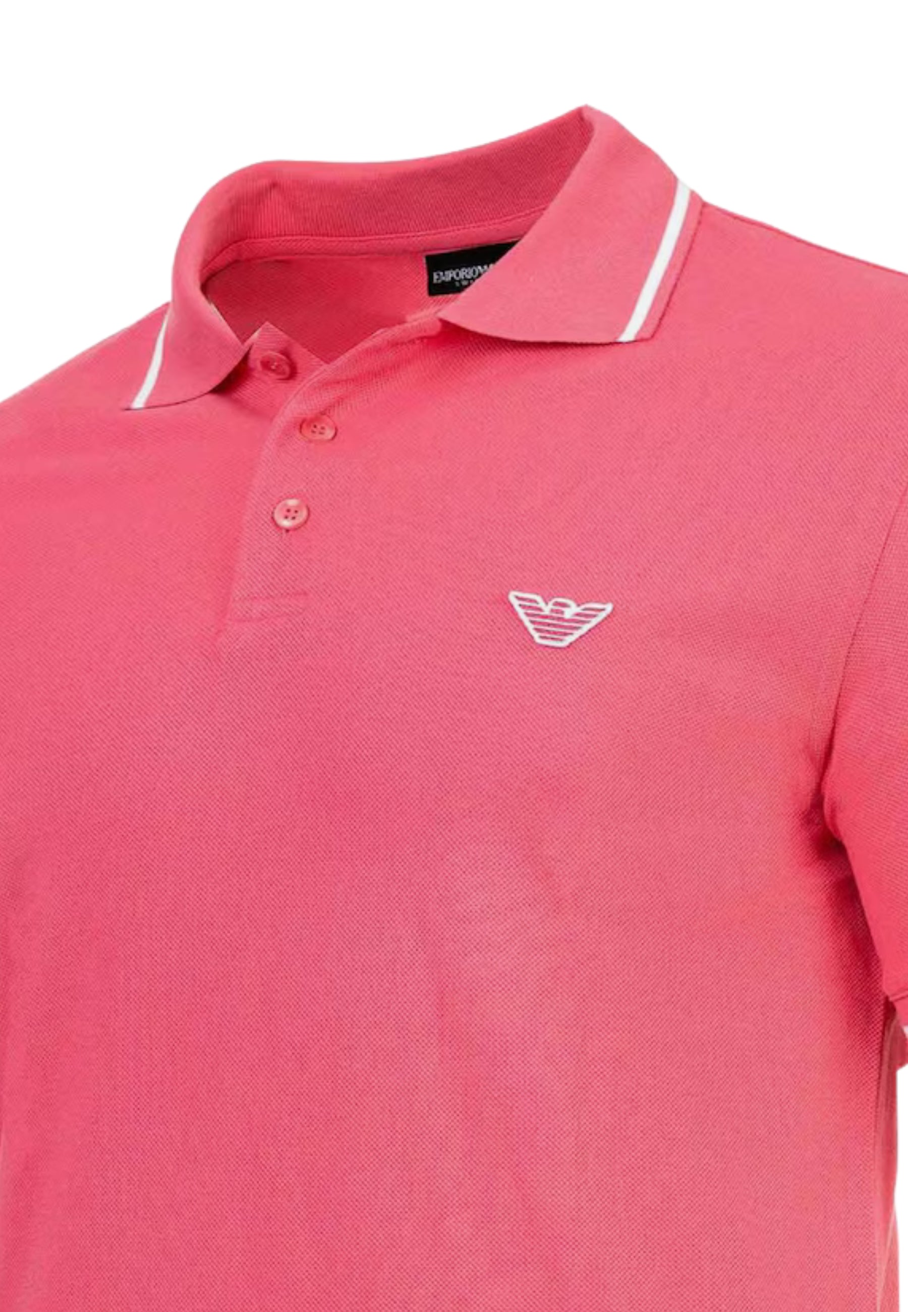 Emporio Armani Polo Uomo in Piqué di Cotone con Profili a Contrasto - Rosa