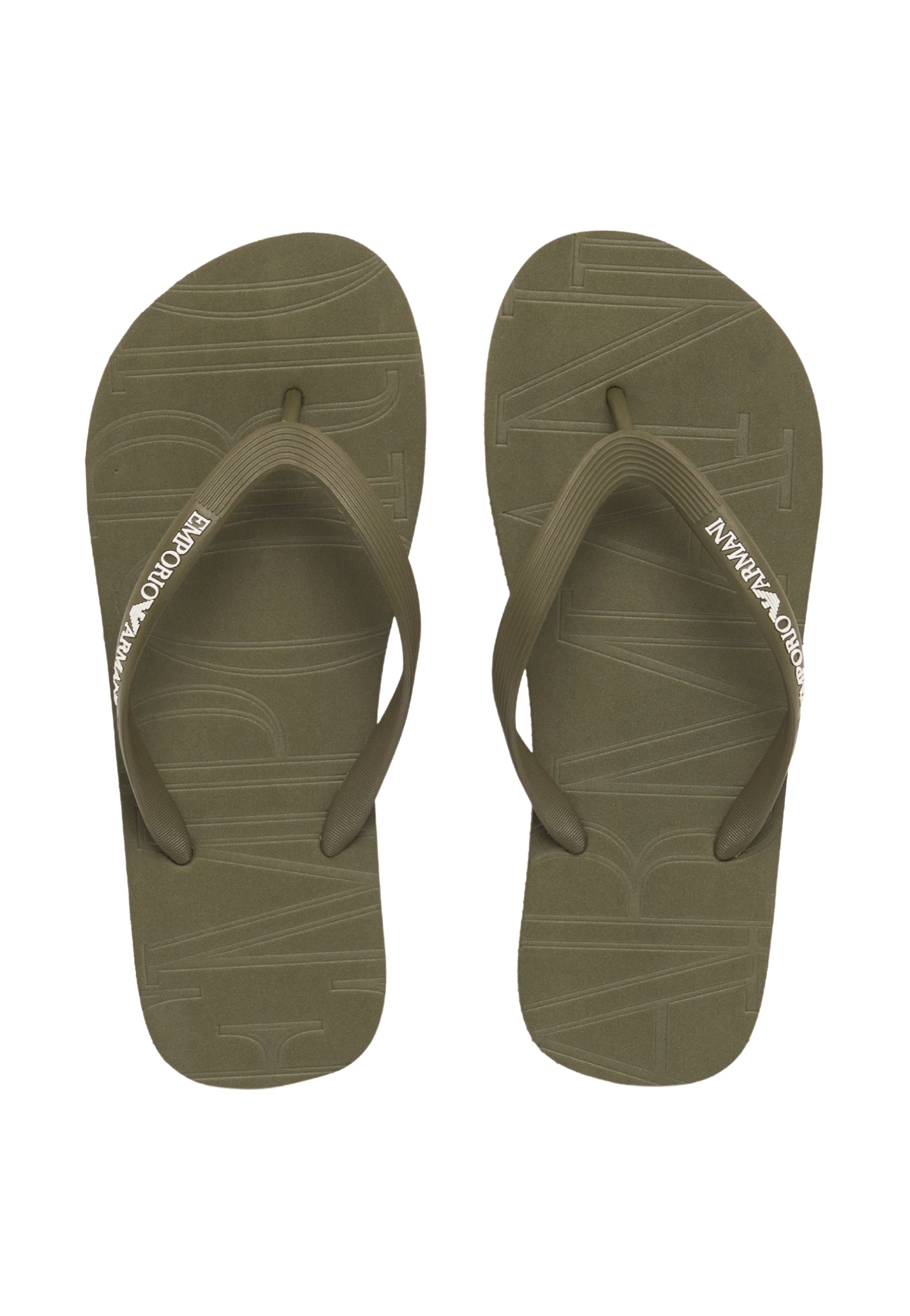 Emporio Armani Infradito in Gomma con Logo - Verde Militare