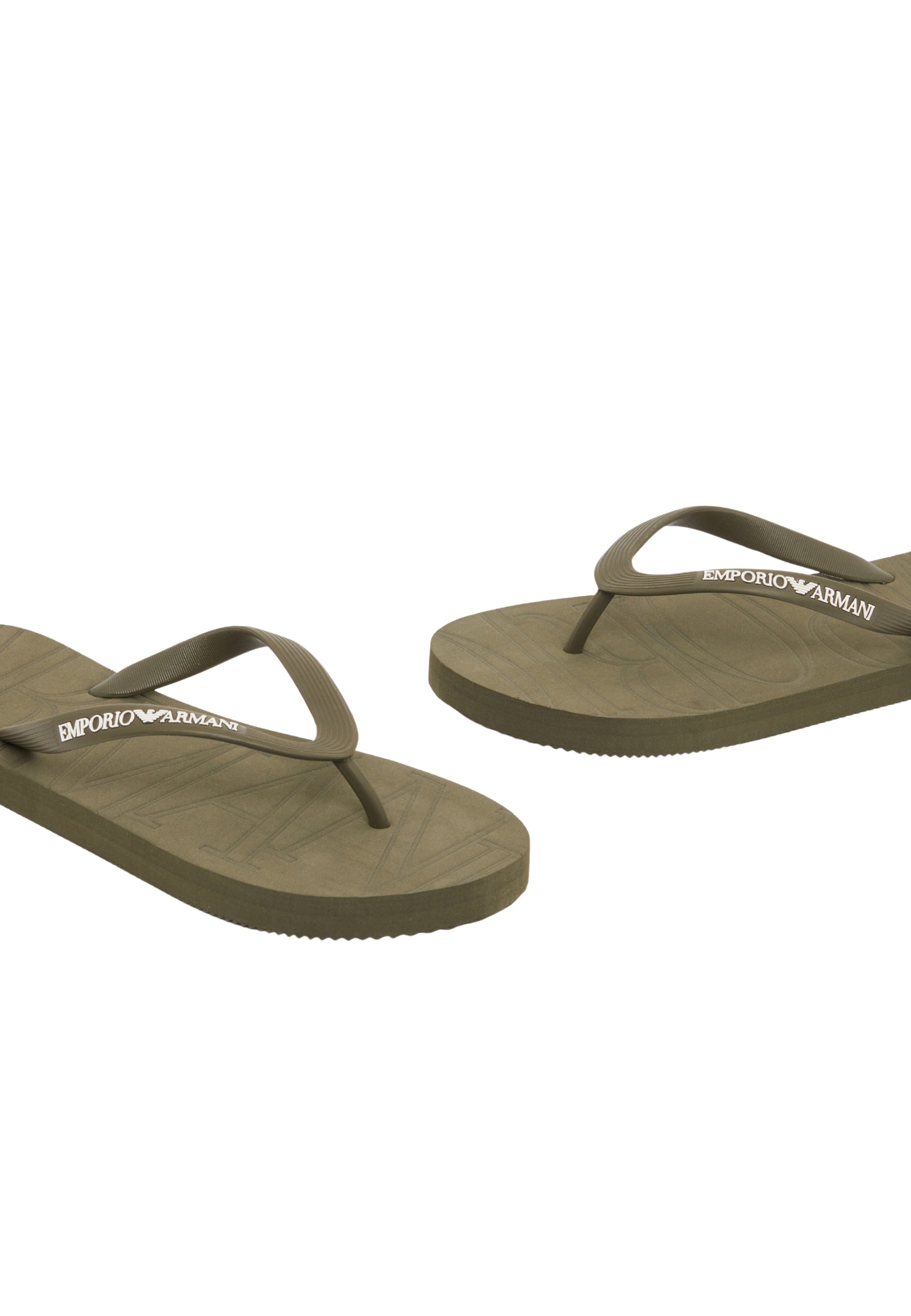Emporio Armani Infradito in Gomma con Logo - Verde Militare