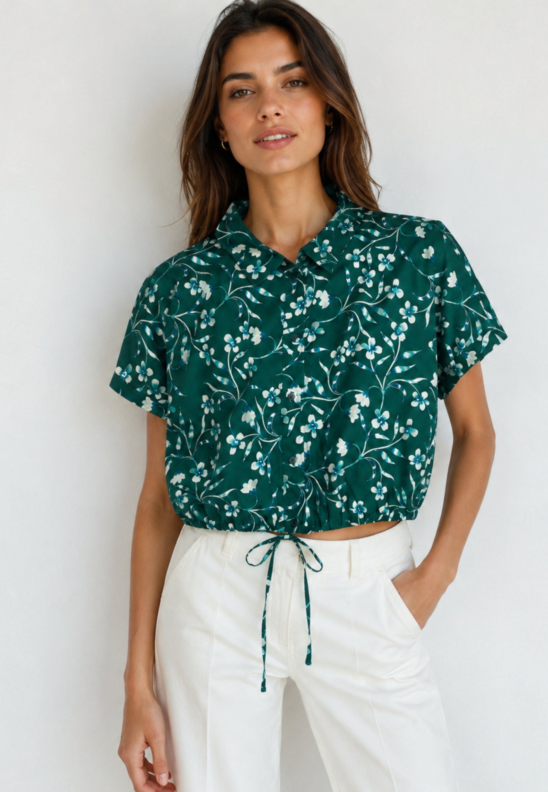 iBlues Camicia Bomber Stampata in Misto Lino e Cotone