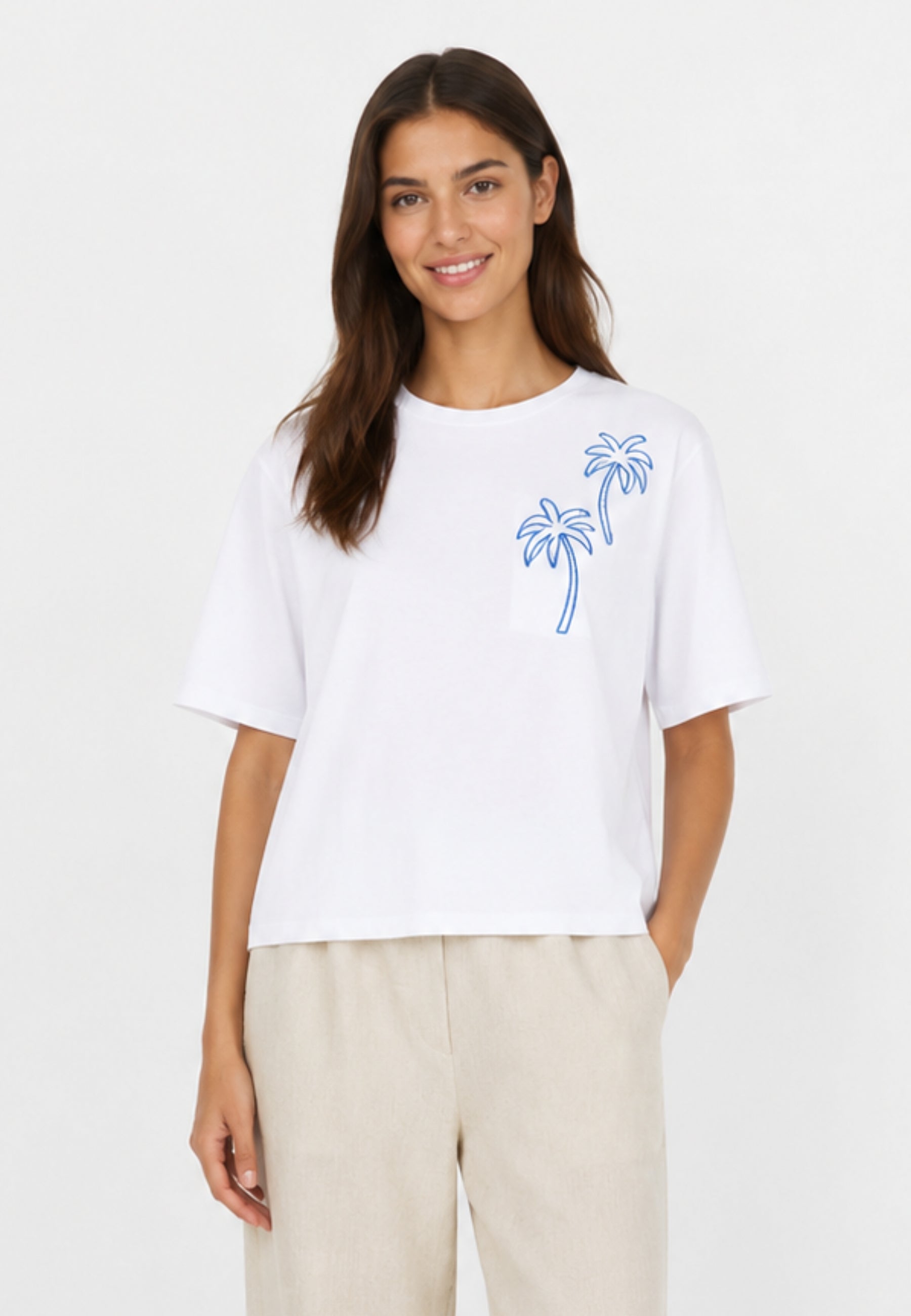 iBlues T-shirt in Jersey di Cotone con Ricamo Palme