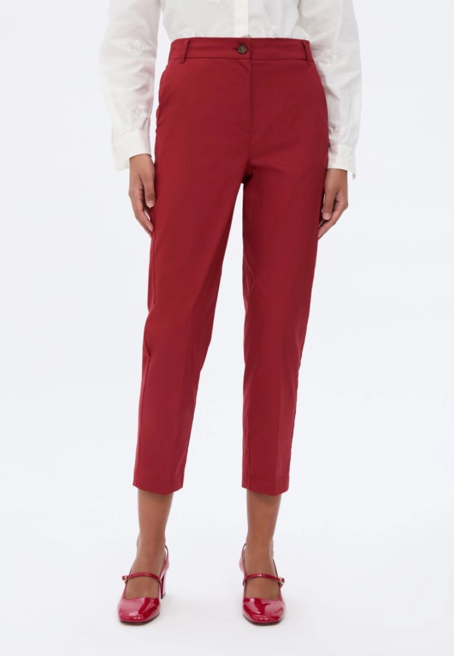 iBlues Pantaloni Semiaderenti in Popeline di Cotone Stretch