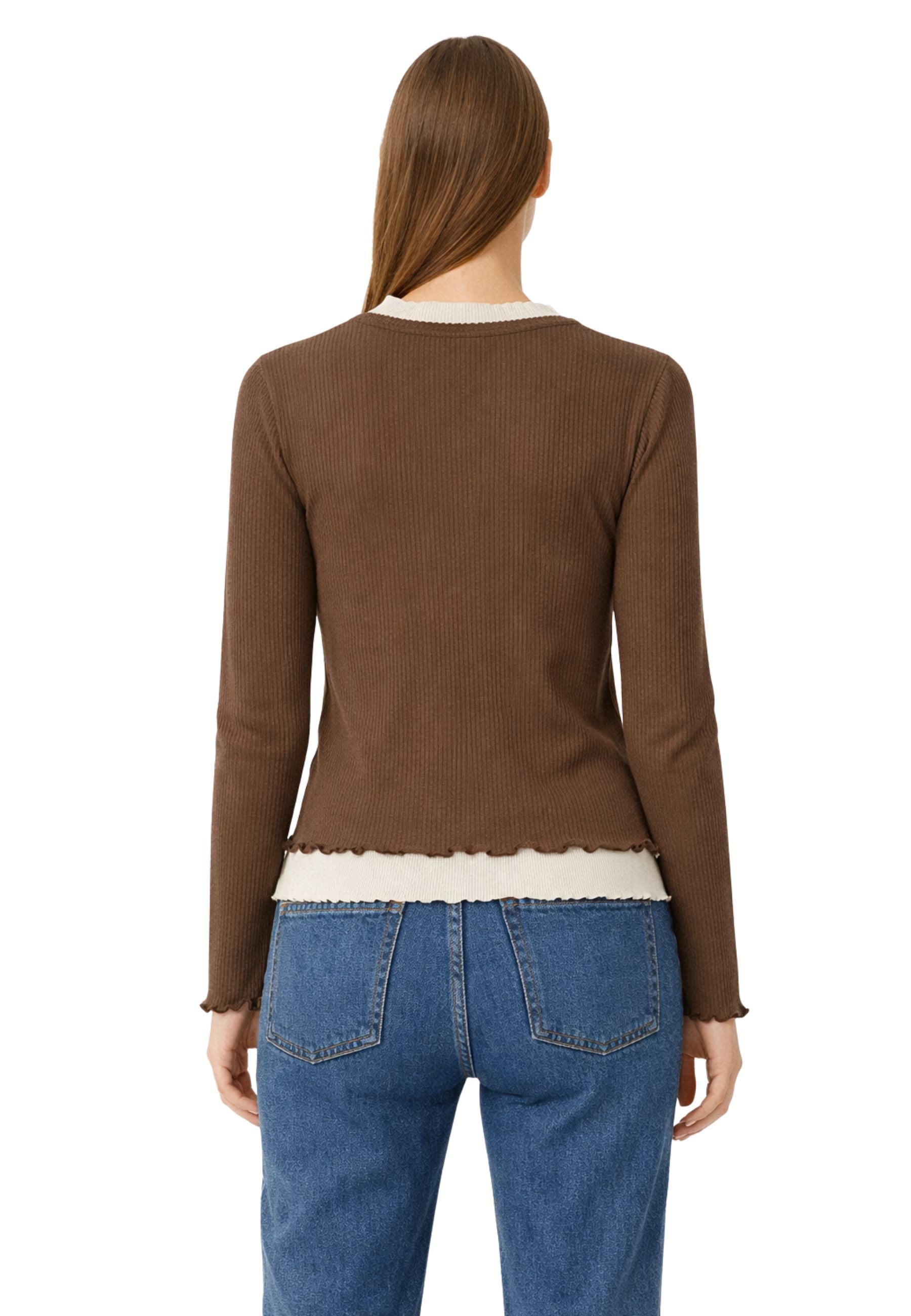 T-shirt iBlues in jersey di cotone a costine con effetto layering