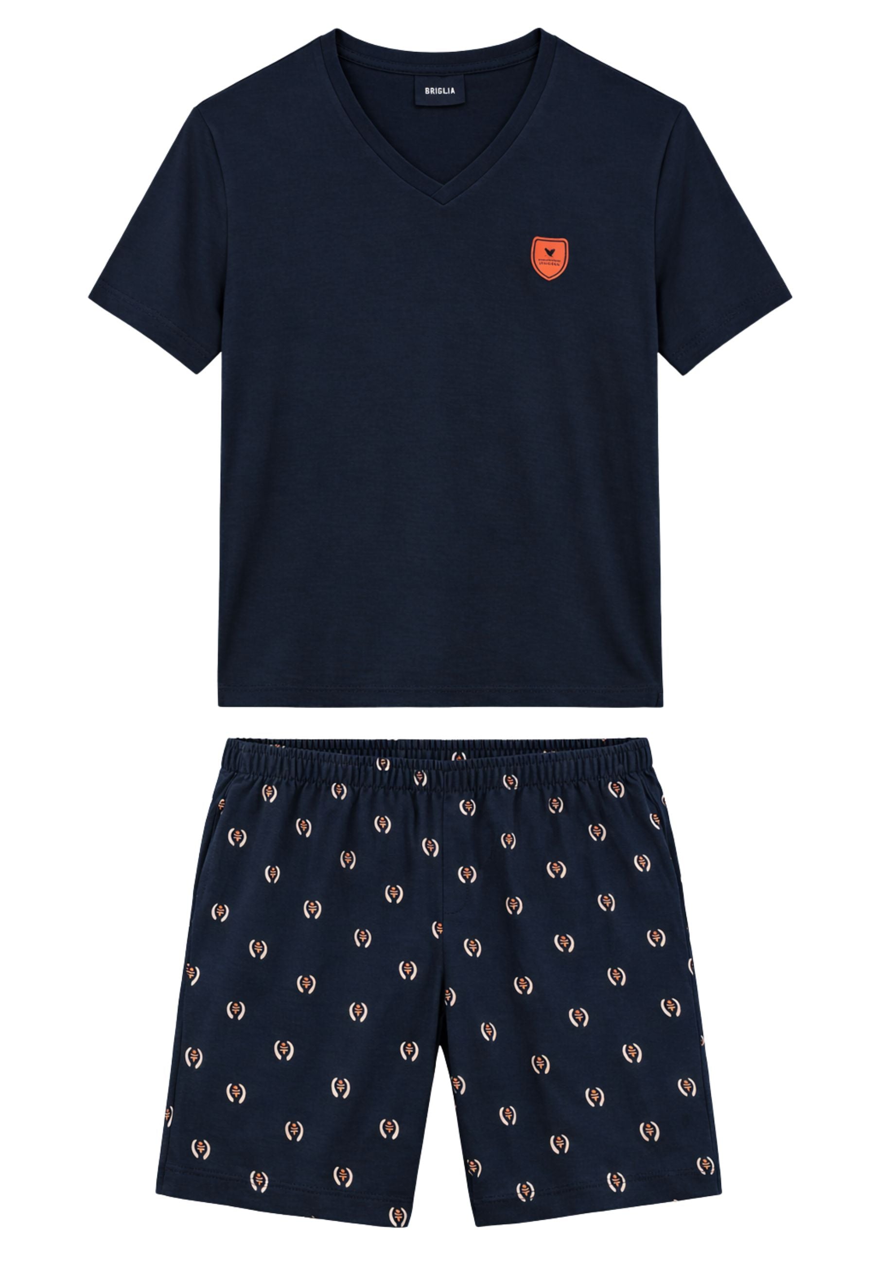Pigiama Corto Uomo Julipet in Cotone - Blu Fantasia Tennis