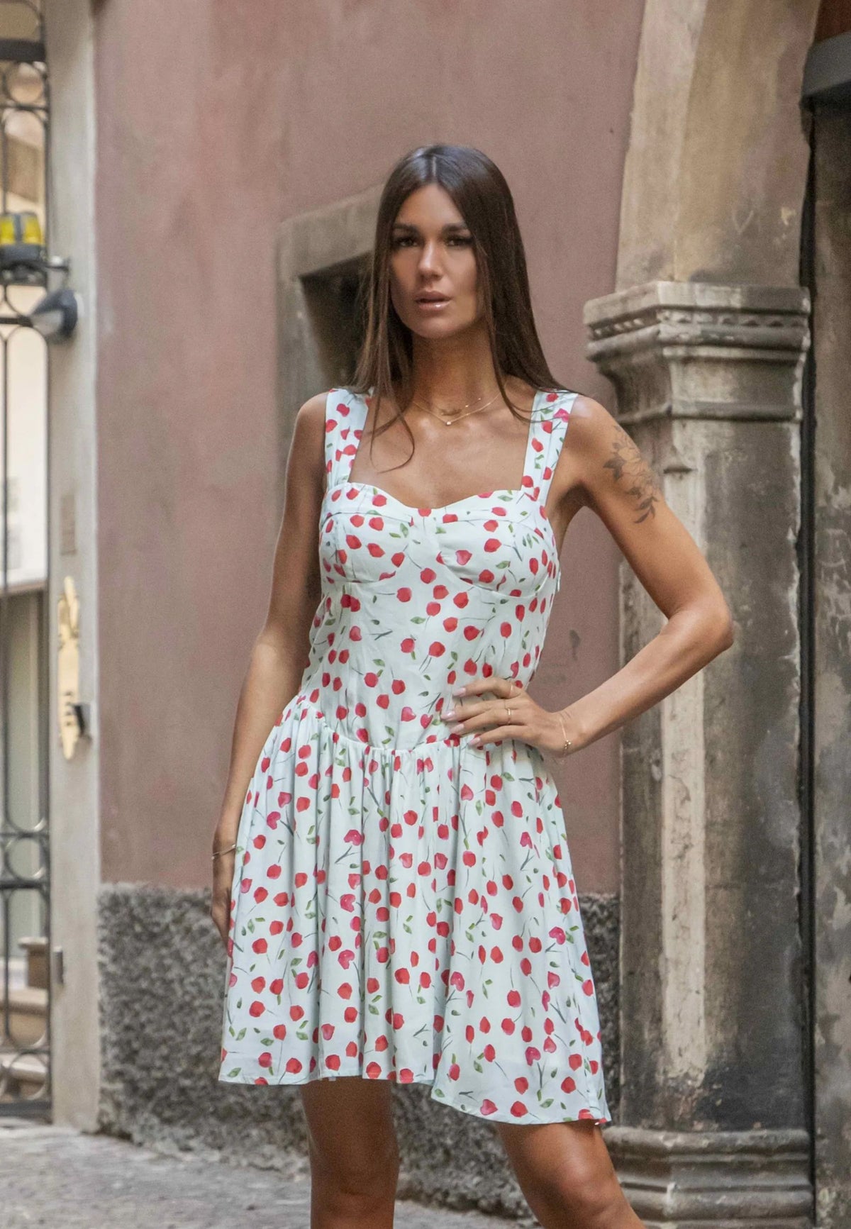 Abito donna in cotone con stampa