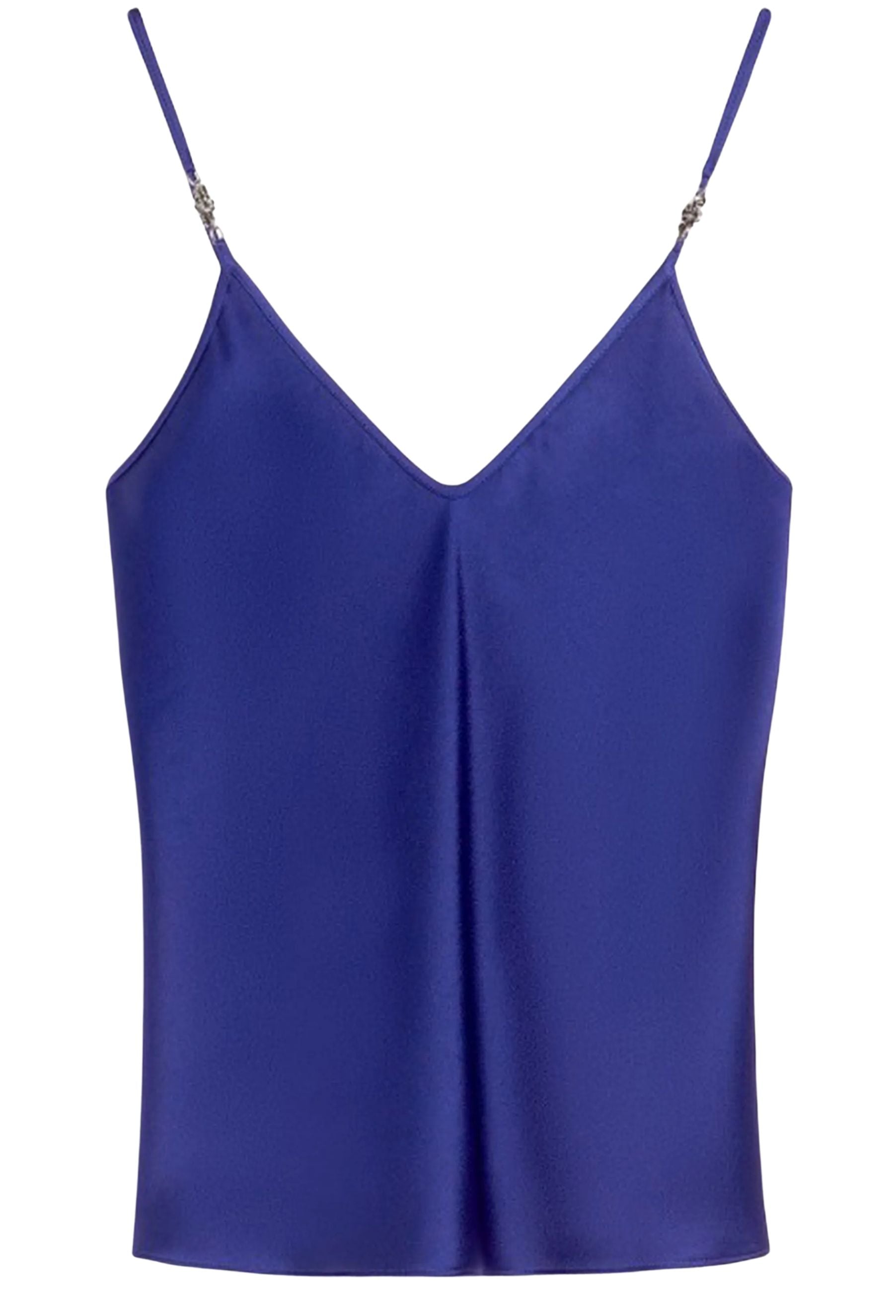 Top smanicato in envers satin con dettaglio gioiello