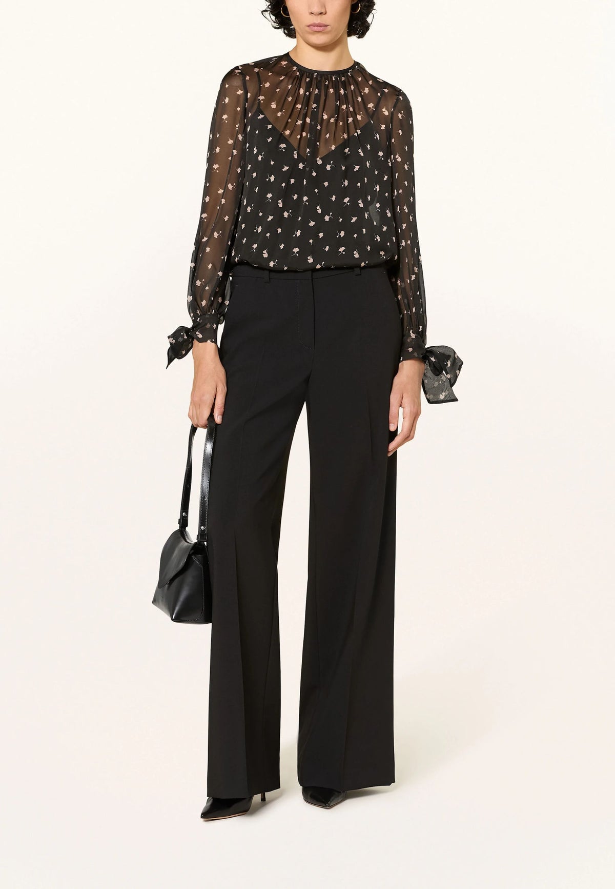 Max Mara Studio - Blusa in chiffon stampato con fiocchi ai polsi