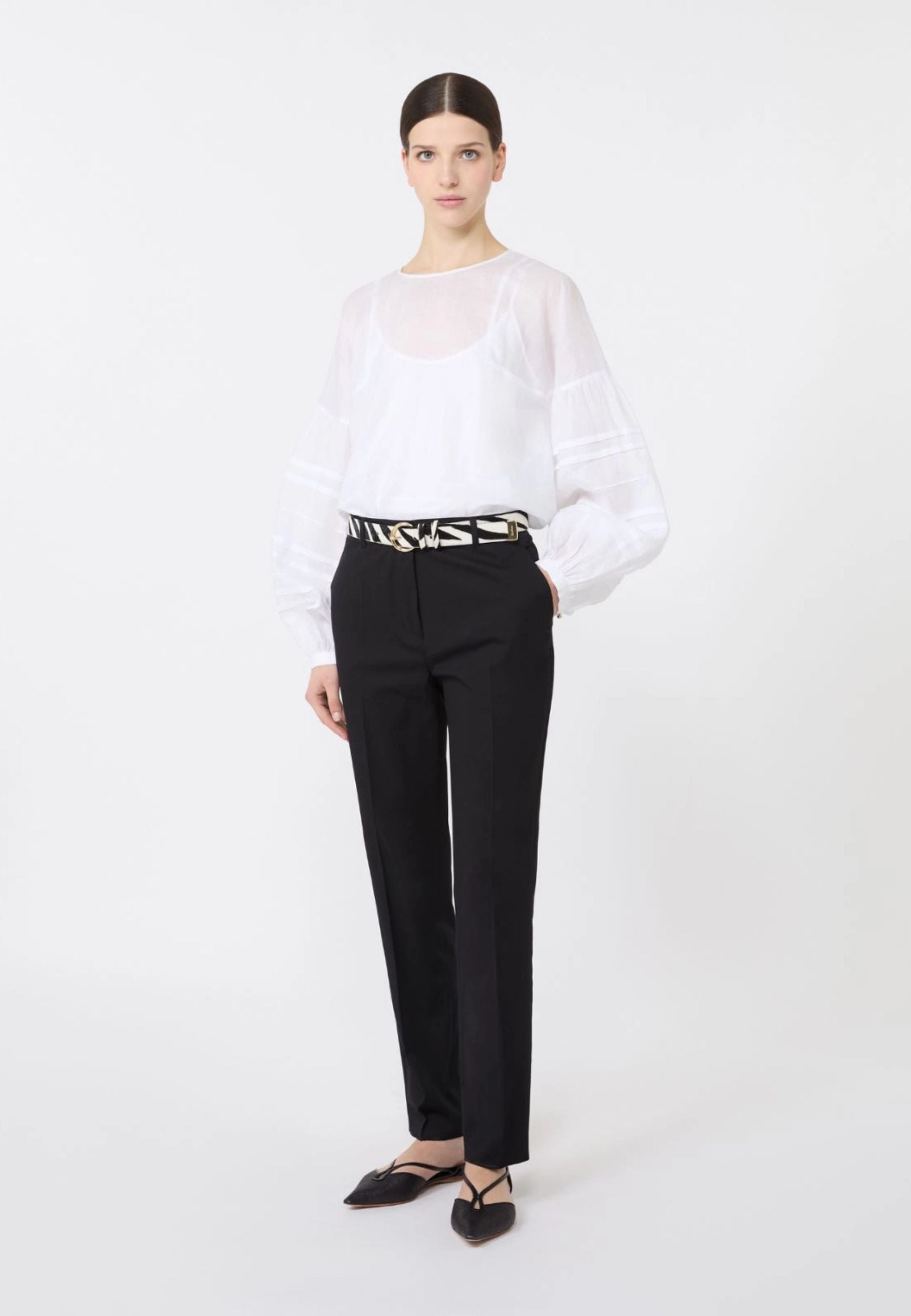 Pantalone a sigaretta in cotone stretch nero