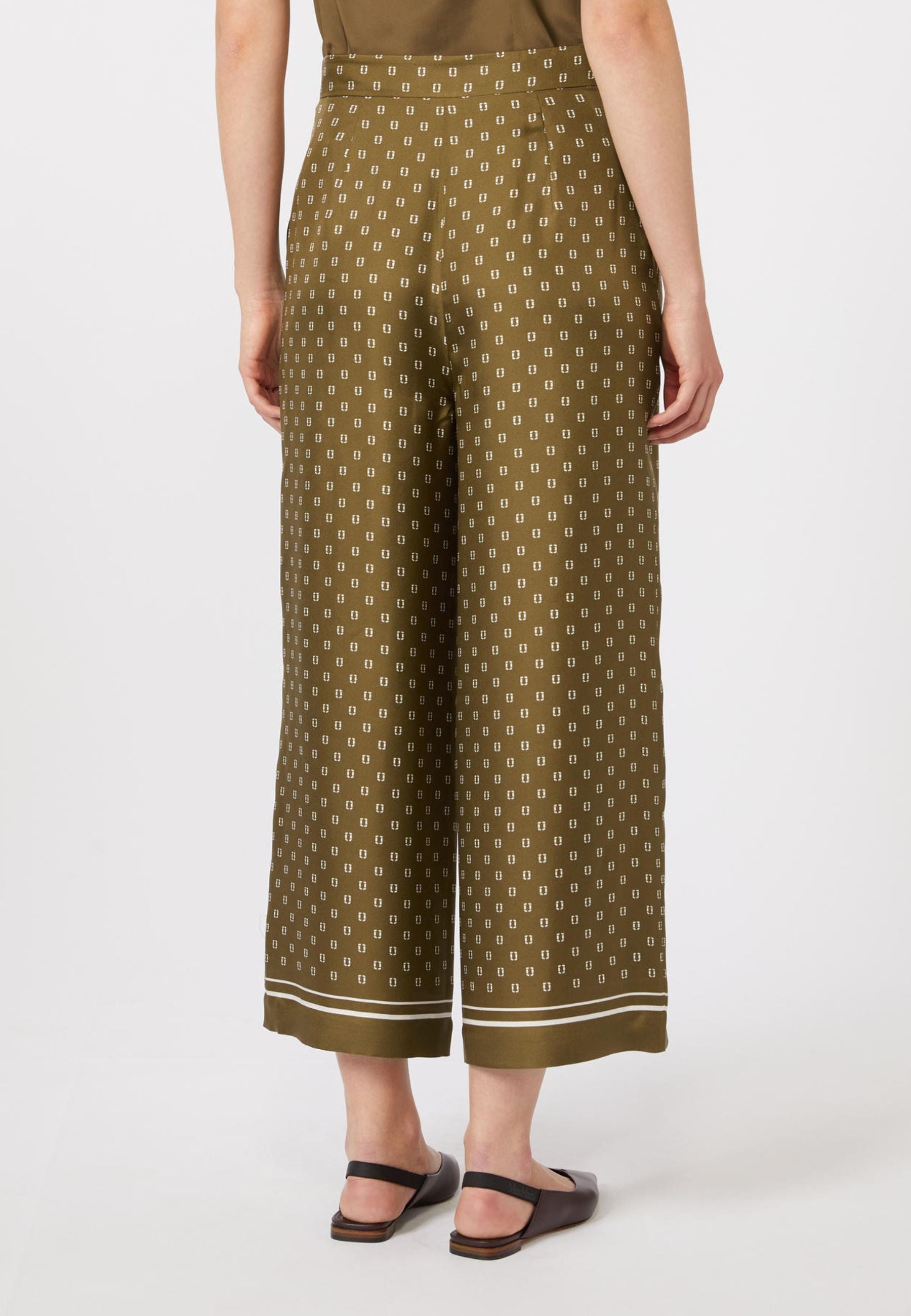 Max Mara Studio - Pantalone cropped in seta con stampa foulard