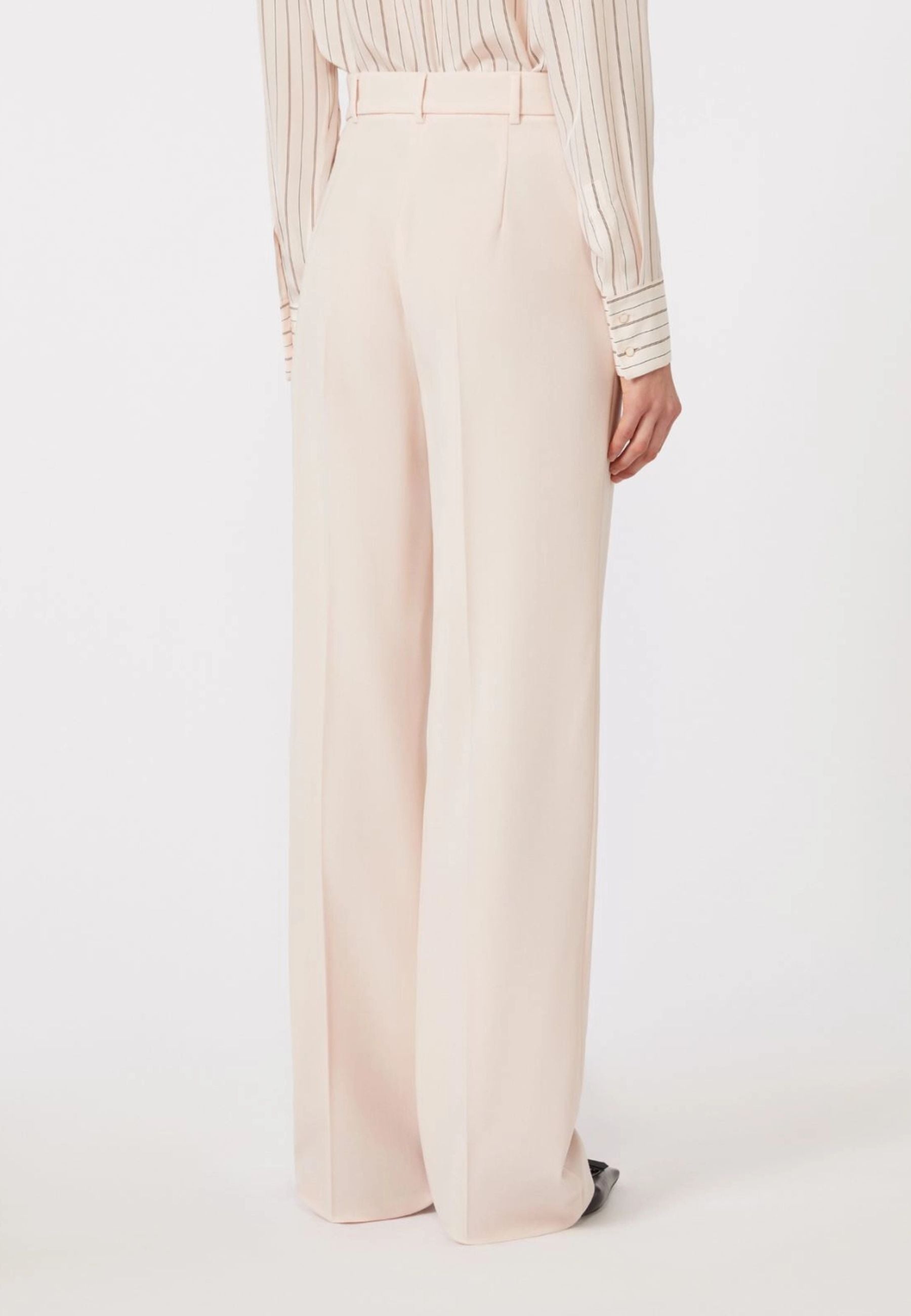 Max Mara - Pantalone in lana crêpe rosa