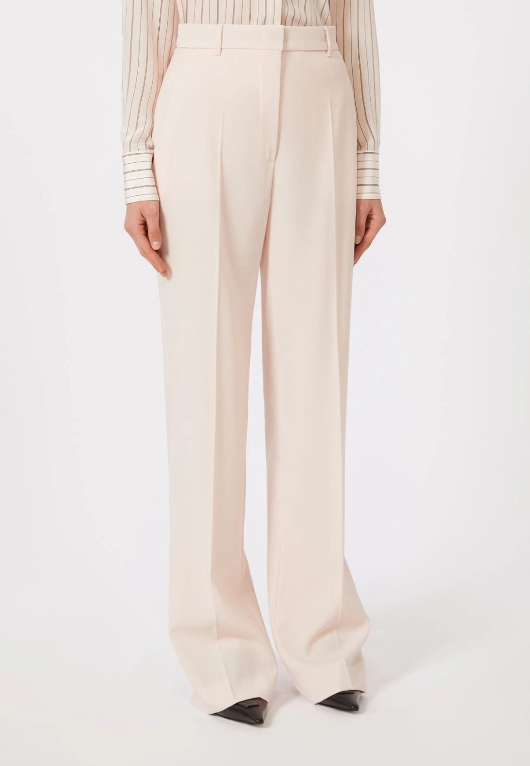 Max Mara - Pantalone in lana crêpe rosa