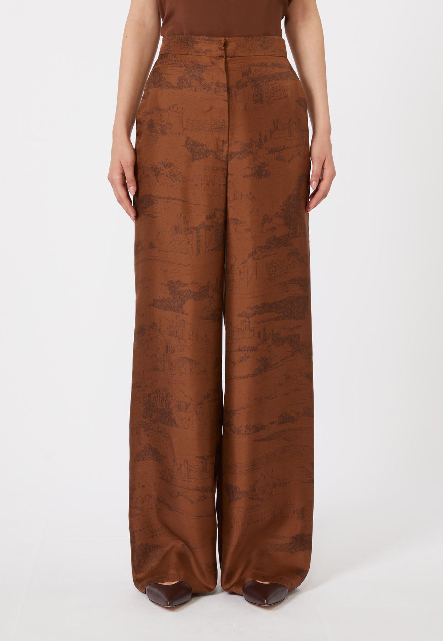 Max Mara Studio - Pantalone cropped in seta con stampa foulard