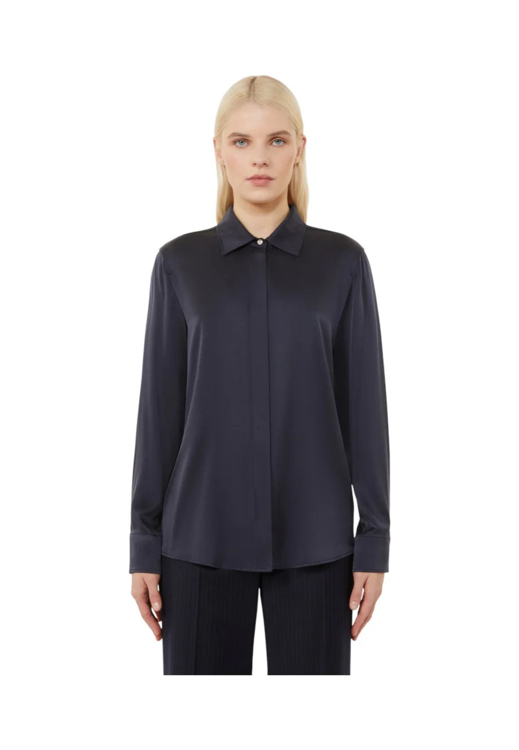 Max Mara Studio - Camicia Xero in raso di seta stretch