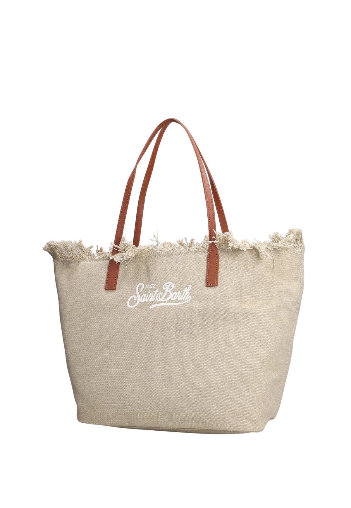 Tote City Bag Mid Fringe in tela beige